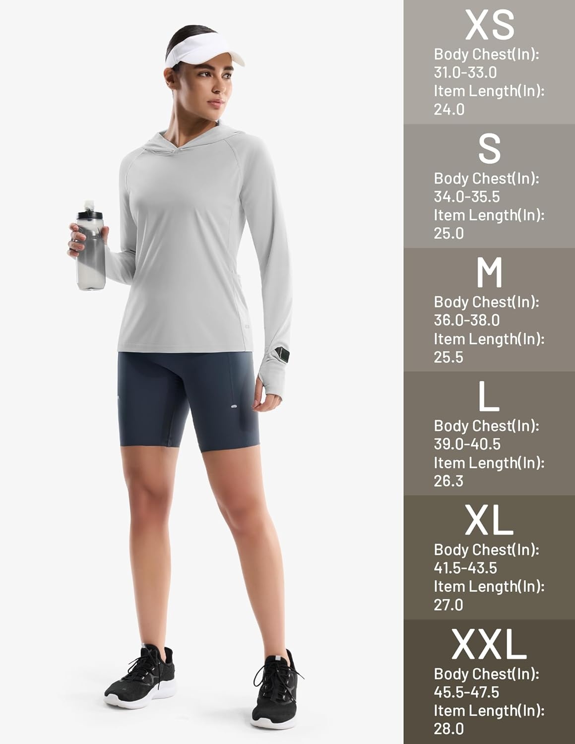 image:imageMIER Long Sleeve Sun Shirt for Women Lightweight UPF 50 UV Sun Protection Hoodie Quick Dry SPF Tops for Summer RunningLight Grey