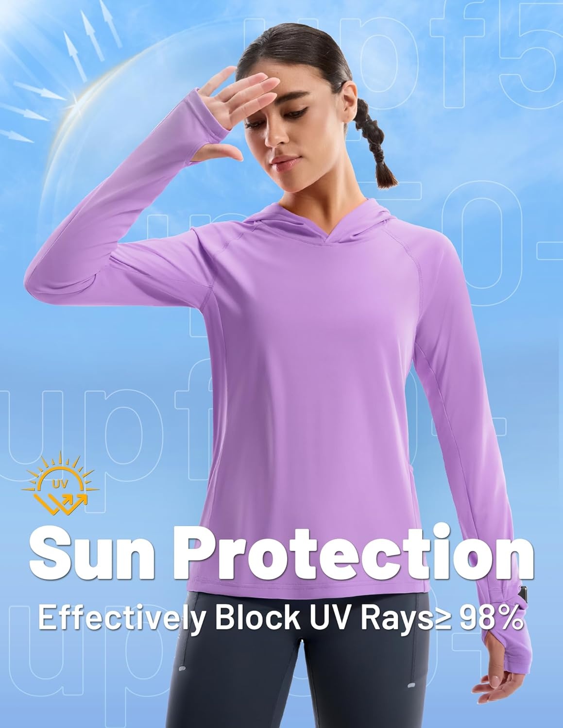 image:imageMIER Long Sleeve Sun Shirt for Women Lightweight UPF 50 UV Sun Protection Hoodie Quick Dry SPF Tops for Summer RunningPurple