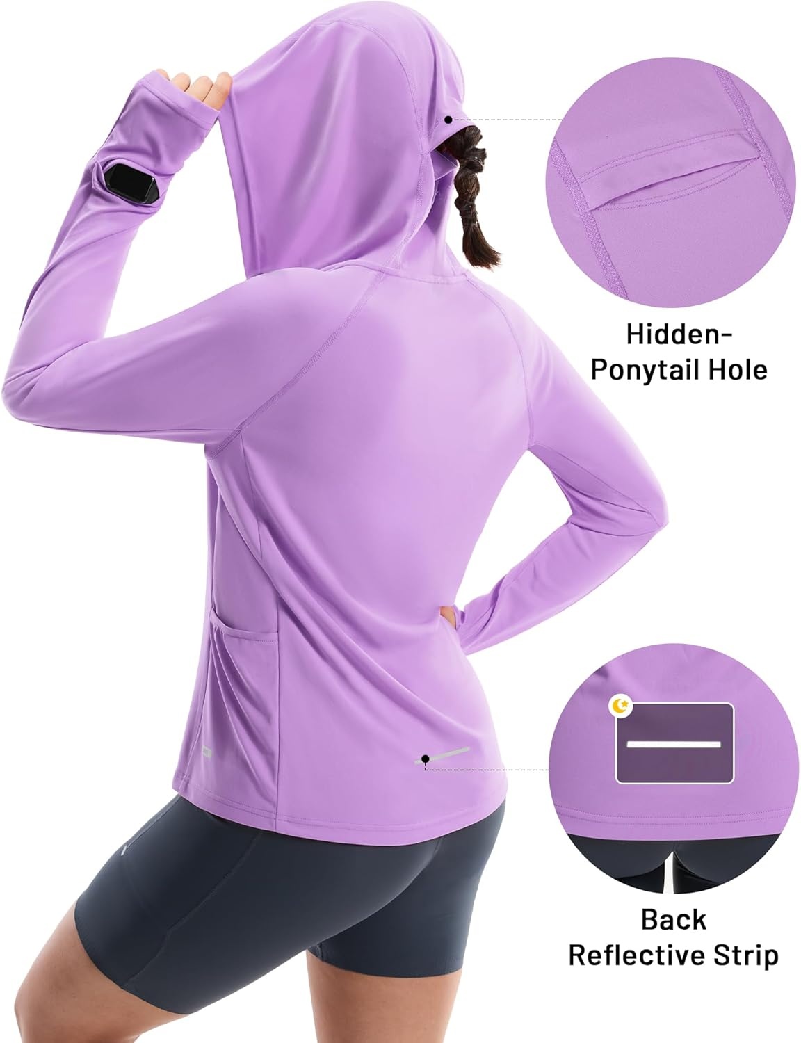 image:imageMIER Long Sleeve Sun Shirt for Women Lightweight UPF 50 UV Sun Protection Hoodie Quick Dry SPF Tops for Summer RunningPurple