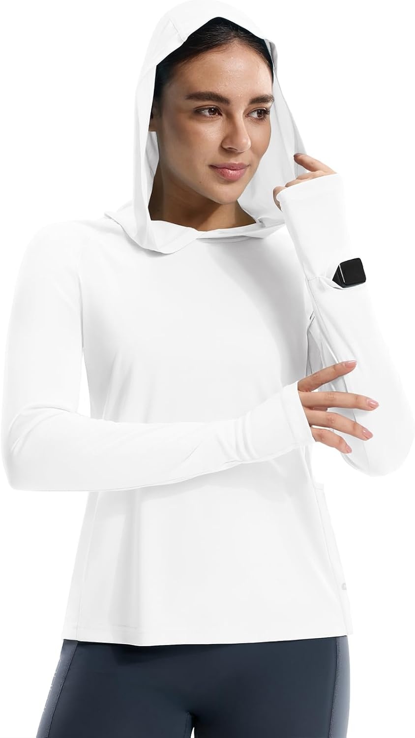 image:imageMIER Long Sleeve Sun Shirt for Women Lightweight UPF 50 UV Sun Protection Hoodie Quick Dry SPF Tops for Summer RunningWhite
