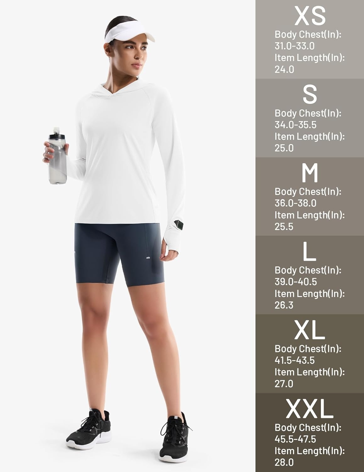 image:imageMIER Long Sleeve Sun Shirt for Women Lightweight UPF 50 UV Sun Protection Hoodie Quick Dry SPF Tops for Summer RunningWhite