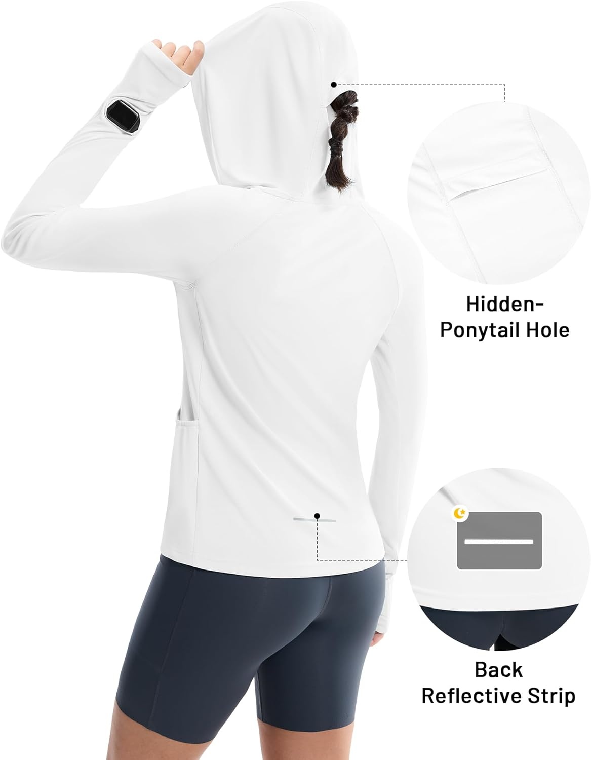 image:imageMIER Long Sleeve Sun Shirt for Women Lightweight UPF 50 UV Sun Protection Hoodie Quick Dry SPF Tops for Summer RunningWhite
