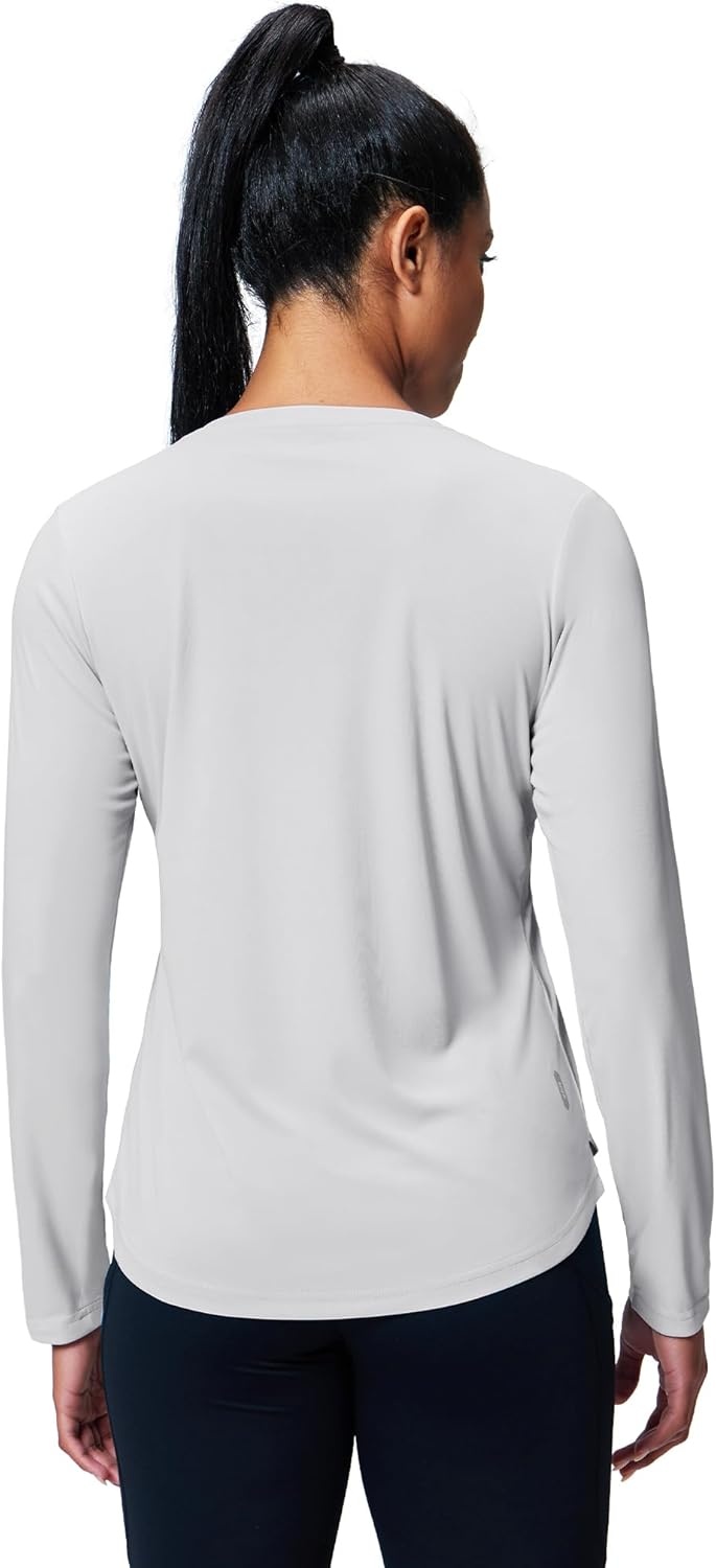 image:imageMIER Long Sleeve Workout Tops for Women UPF 50 SPF UV Protection Sun Shirts Dry Fit Athletic Running Gym Tshirt VNeckLight Grey