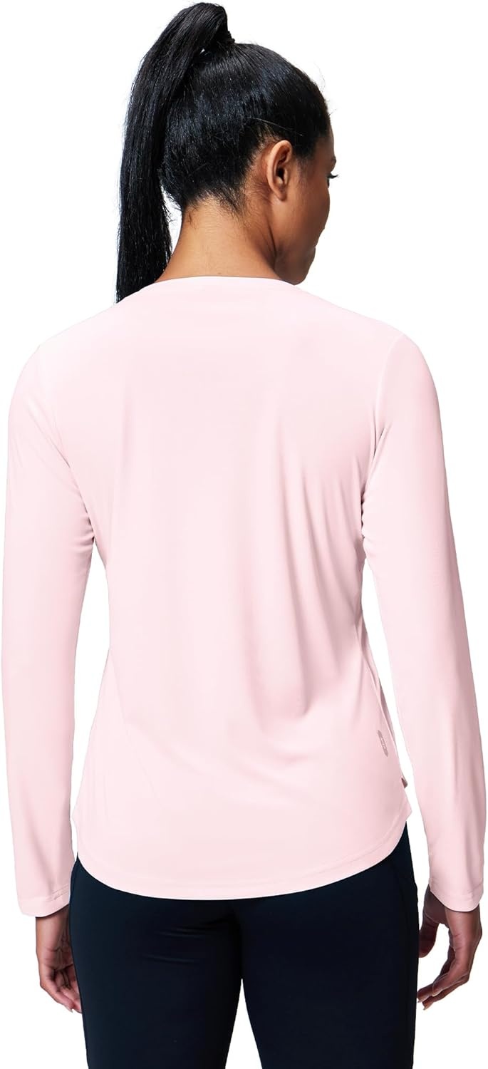 image:imageMIER Long Sleeve Workout Tops for Women UPF 50 SPF UV Protection Sun Shirts Dry Fit Athletic Running Gym Tshirt VNeckLight Pink