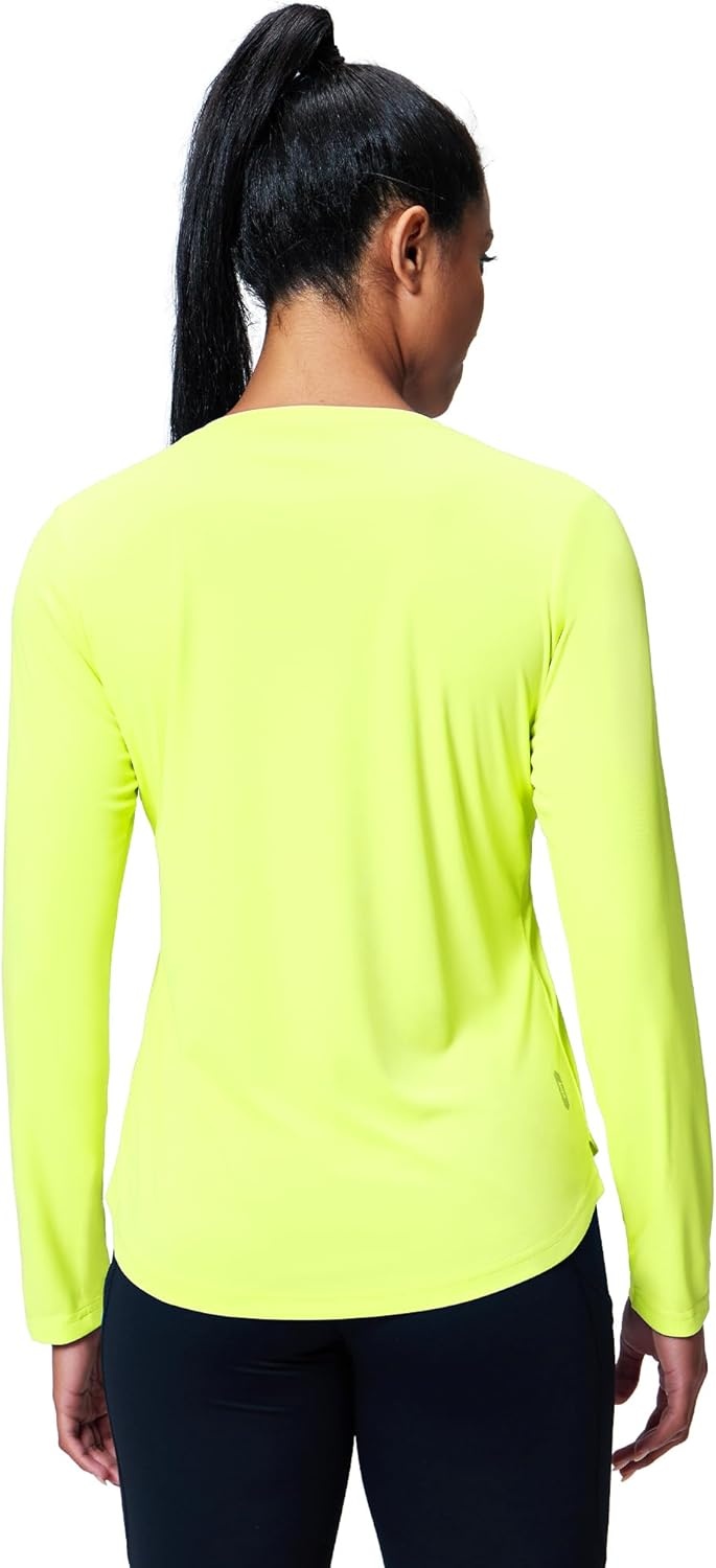 image:imageMIER Long Sleeve Workout Tops for Women UPF 50 SPF UV Protection Sun Shirts Dry Fit Athletic Running Gym Tshirt VNeckNeon Yellow