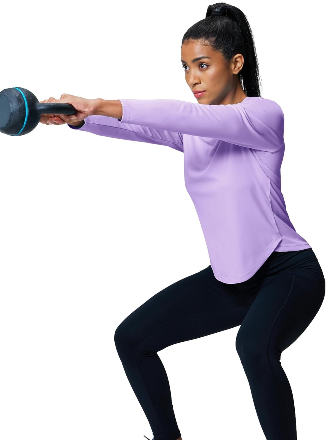 image:imageMIER Long Sleeve Workout Tops for Women UPF 50 SPF UV Protection Sun Shirts Dry Fit Athletic Running Gym Tshirt VNeckPurple