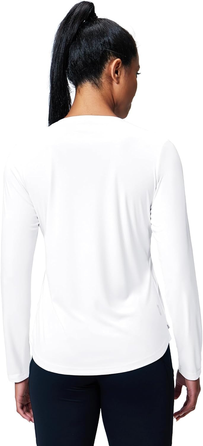 image:imageMIER Long Sleeve Workout Tops for Women UPF 50 SPF UV Protection Sun Shirts Dry Fit Athletic Running Gym Tshirt VNeckWhite