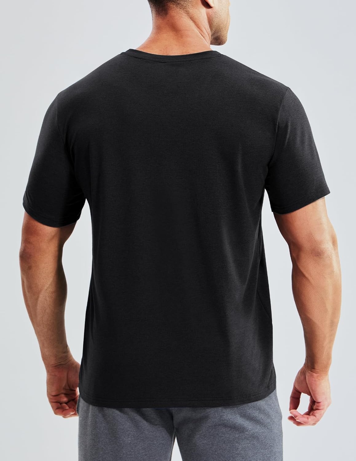 image:imageMIER Mens Dry Fit V Neck TShirts Workout Soft Short Sleeve Moisture Wicking Running Athletic Gym Casual Tee TopsHeather Black