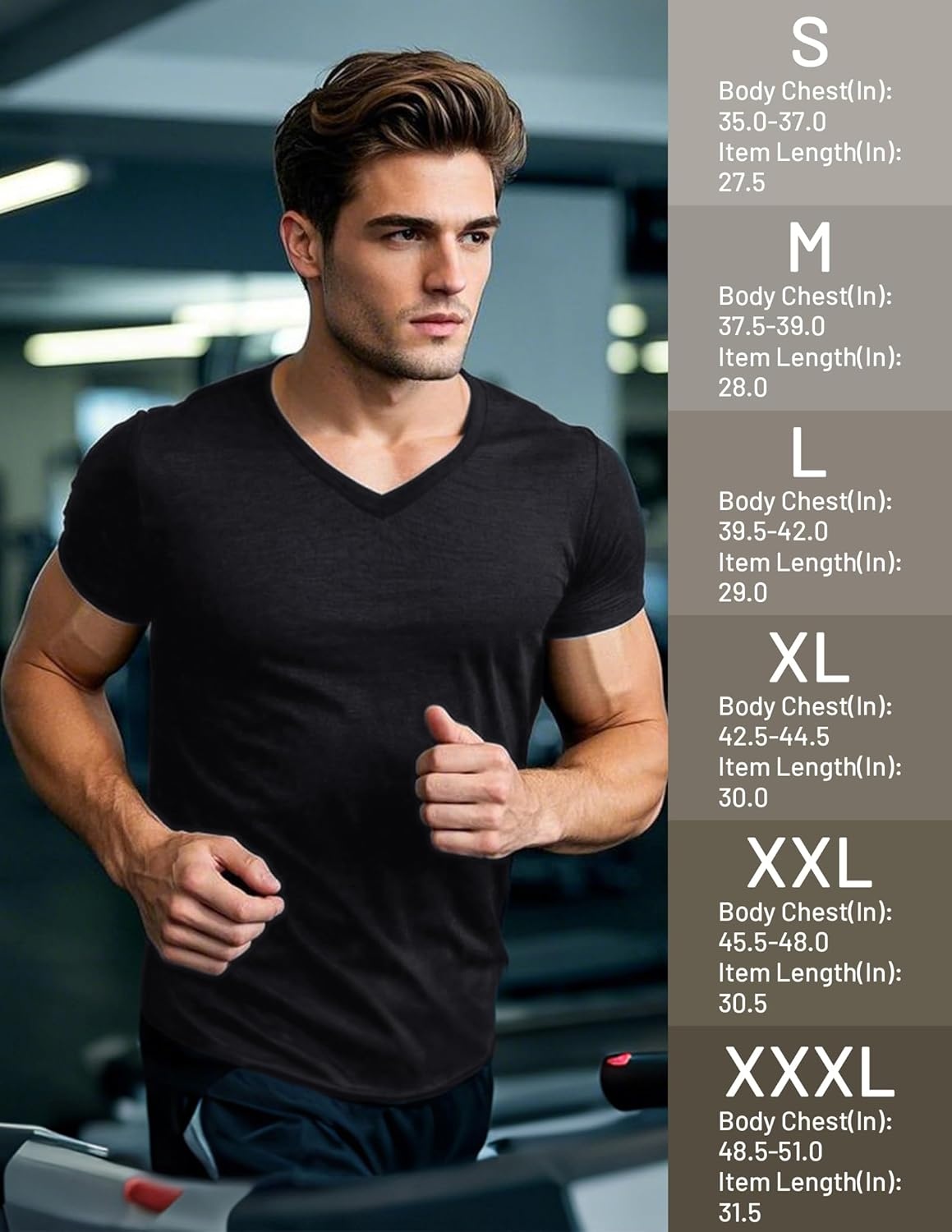 image:imageMIER Mens Dry Fit V Neck TShirts Workout Soft Short Sleeve Moisture Wicking Running Athletic Gym Casual Tee TopsHeather Black