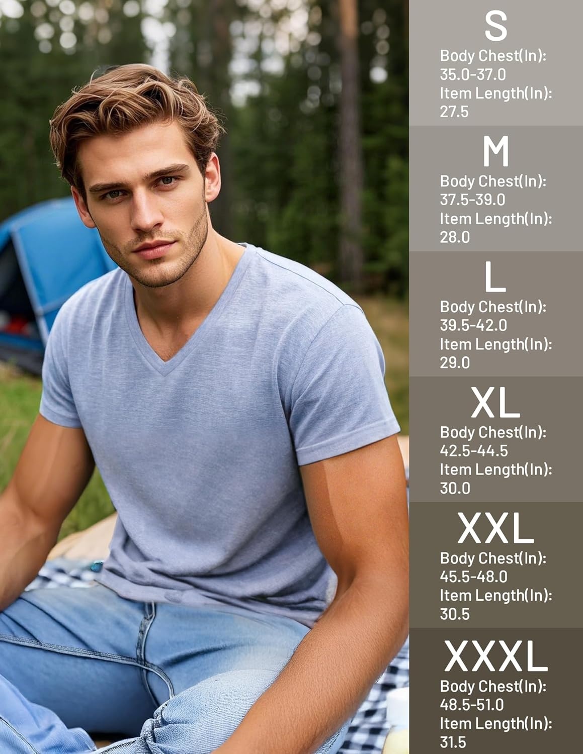 image:imageMIER Mens Dry Fit V Neck TShirts Workout Soft Short Sleeve Moisture Wicking Running Athletic Gym Casual Tee TopsHeather Blue
