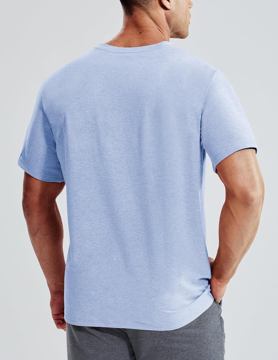 image:imageMIER Mens Dry Fit V Neck TShirts Workout Soft Short Sleeve Moisture Wicking Running Athletic Gym Casual Tee TopsHeather Blue