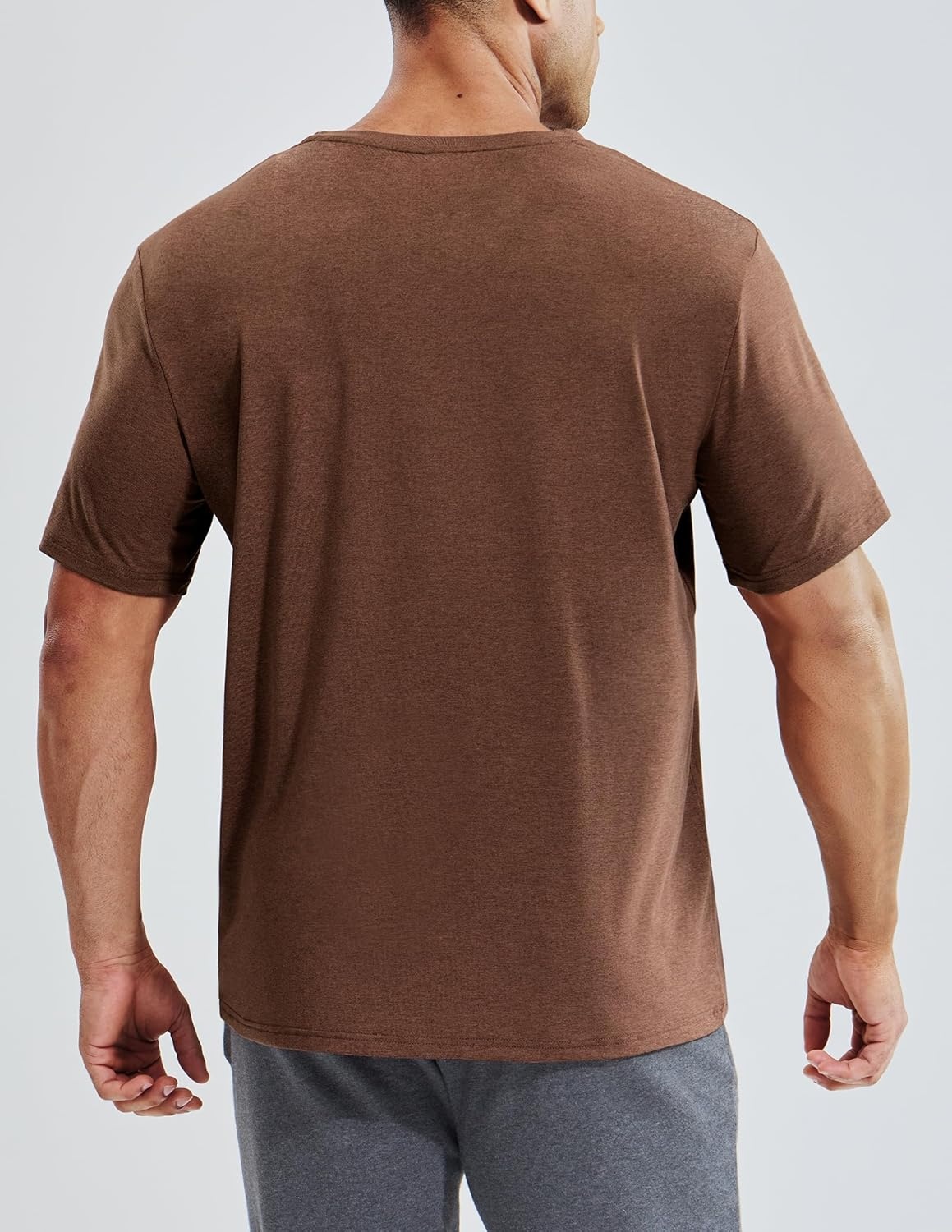 image:imageMIER Mens Dry Fit V Neck TShirts Workout Soft Short Sleeve Moisture Wicking Running Athletic Gym Casual Tee TopsHeather Brown