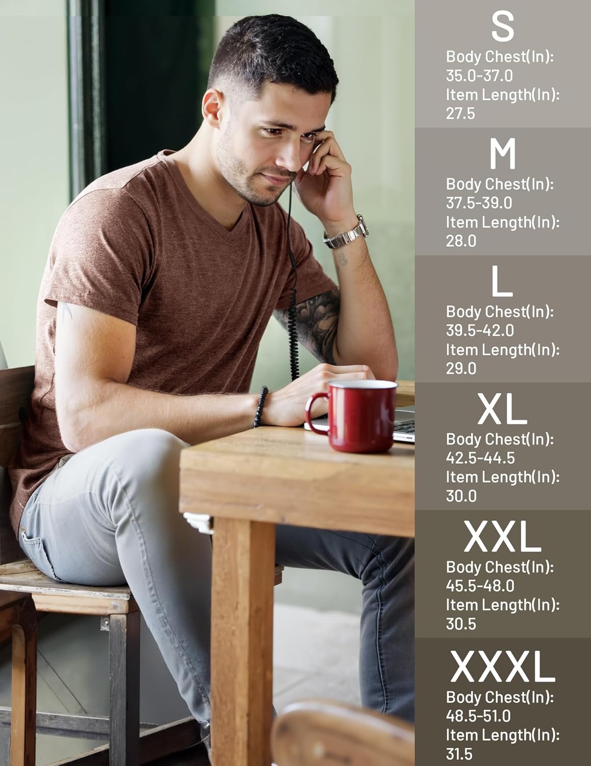 image:imageMIER Mens Dry Fit V Neck TShirts Workout Soft Short Sleeve Moisture Wicking Running Athletic Gym Casual Tee TopsHeather Brown