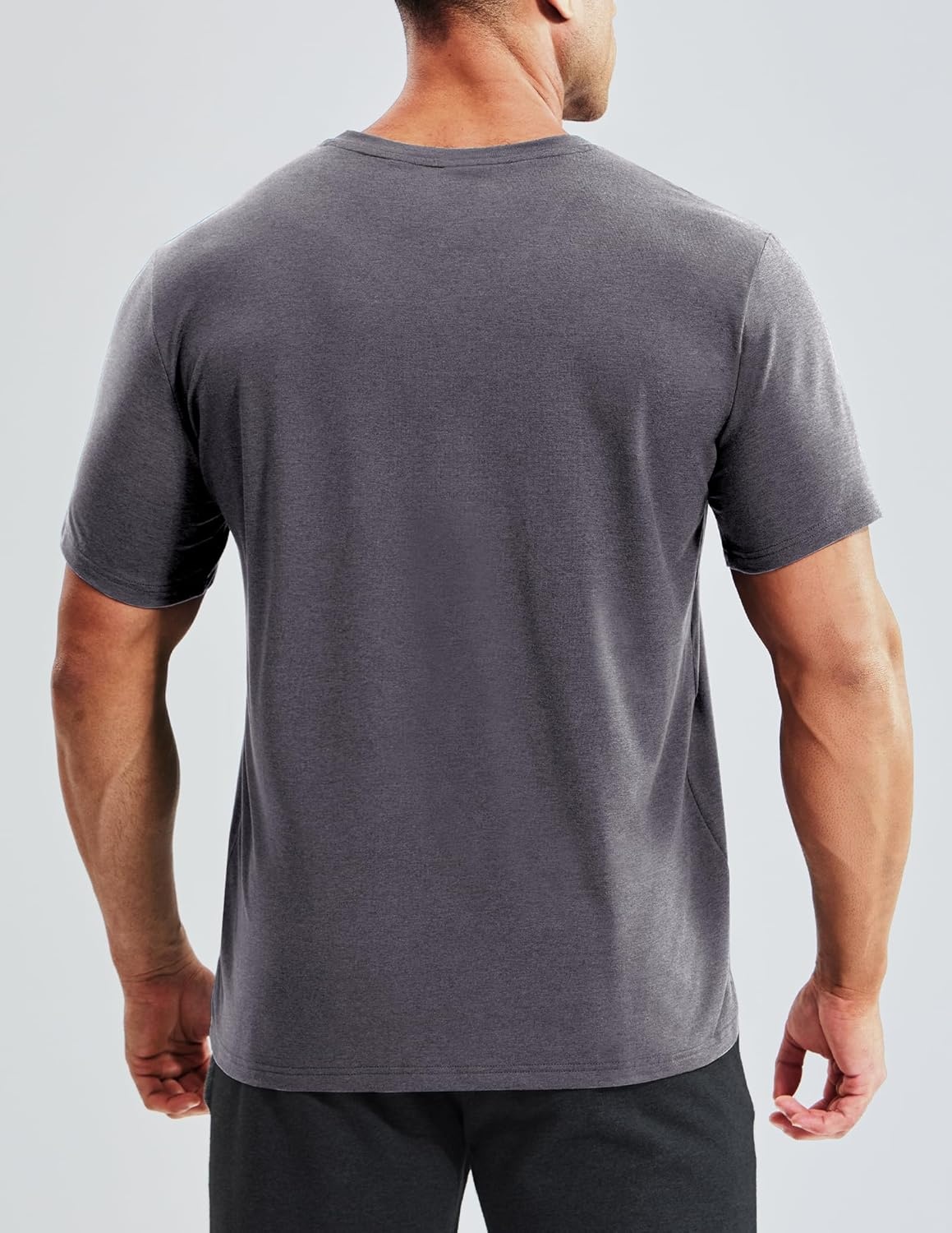 image:imageMIER Mens Dry Fit V Neck TShirts Workout Soft Short Sleeve Moisture Wicking Running Athletic Gym Casual Tee TopsHeather Charcoal