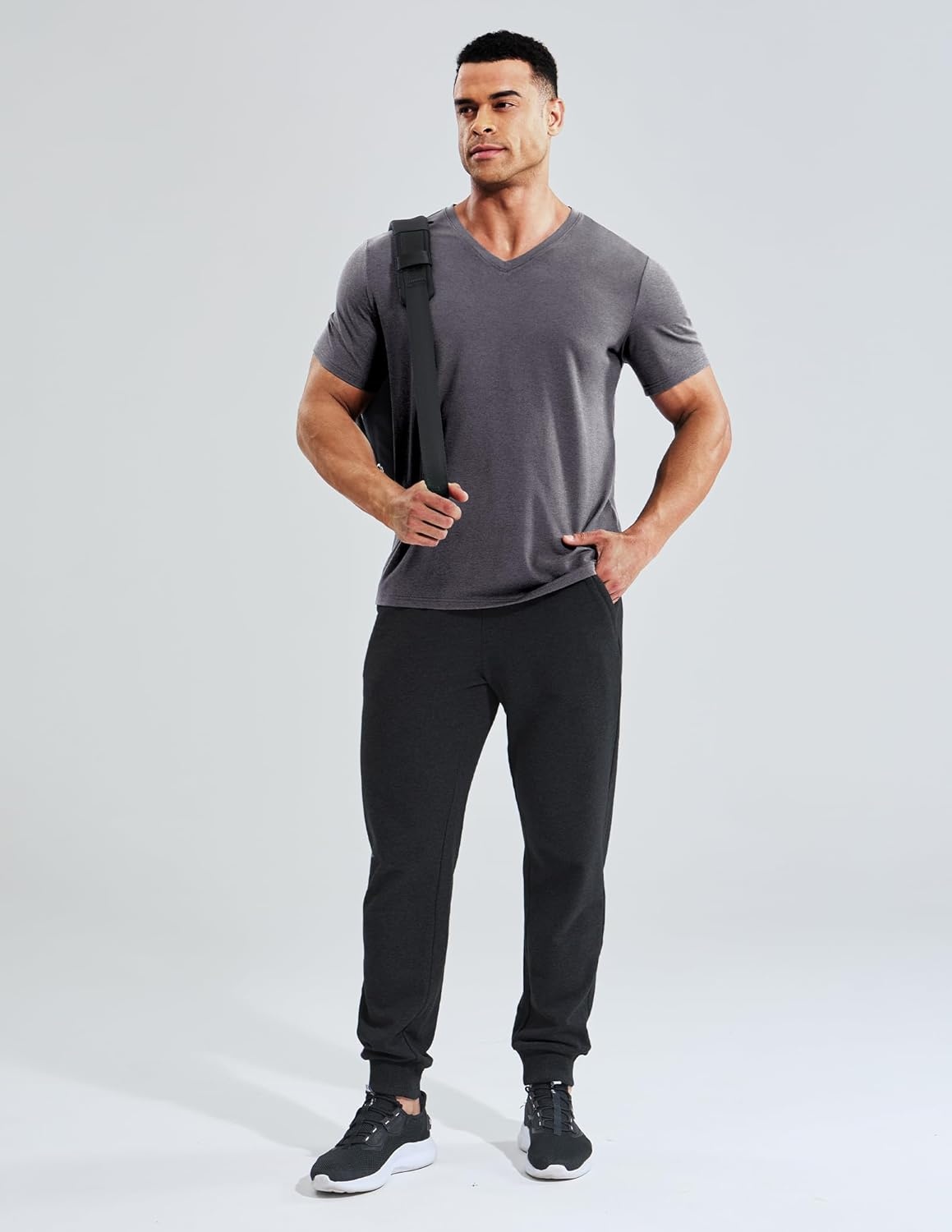 image:imageMIER Mens Dry Fit V Neck TShirts Workout Soft Short Sleeve Moisture Wicking Running Athletic Gym Casual Tee TopsHeather Charcoal
