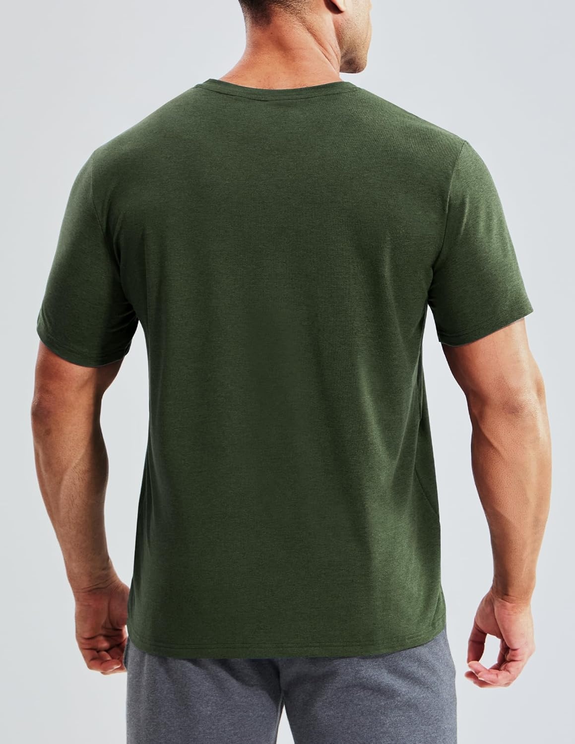image:imageMIER Mens Dry Fit V Neck TShirts Workout Soft Short Sleeve Moisture Wicking Running Athletic Gym Casual Tee TopsHeather Dark Green