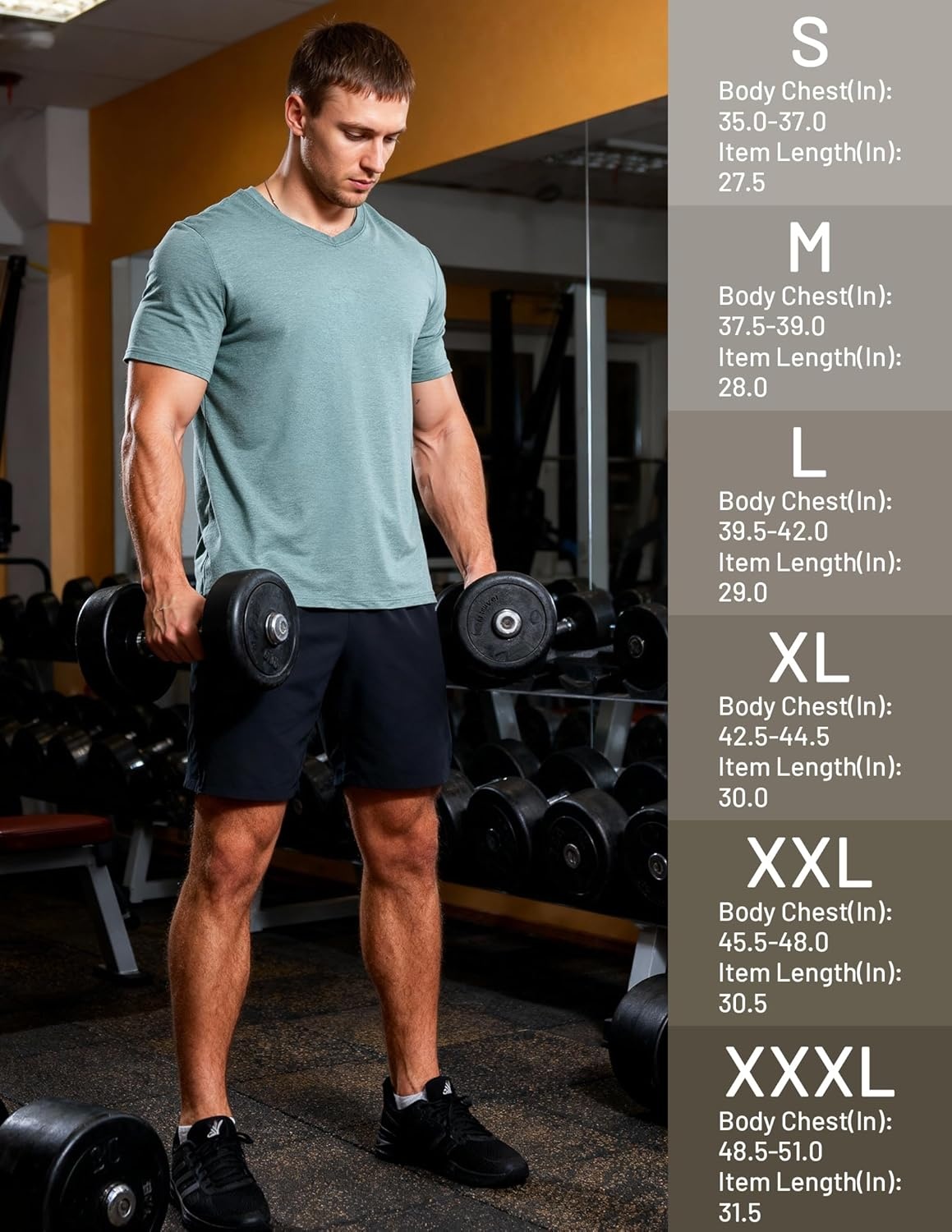 image:imageMIER Mens Dry Fit V Neck TShirts Workout Soft Short Sleeve Moisture Wicking Running Athletic Gym Casual Tee TopsHeather Haze Blue
