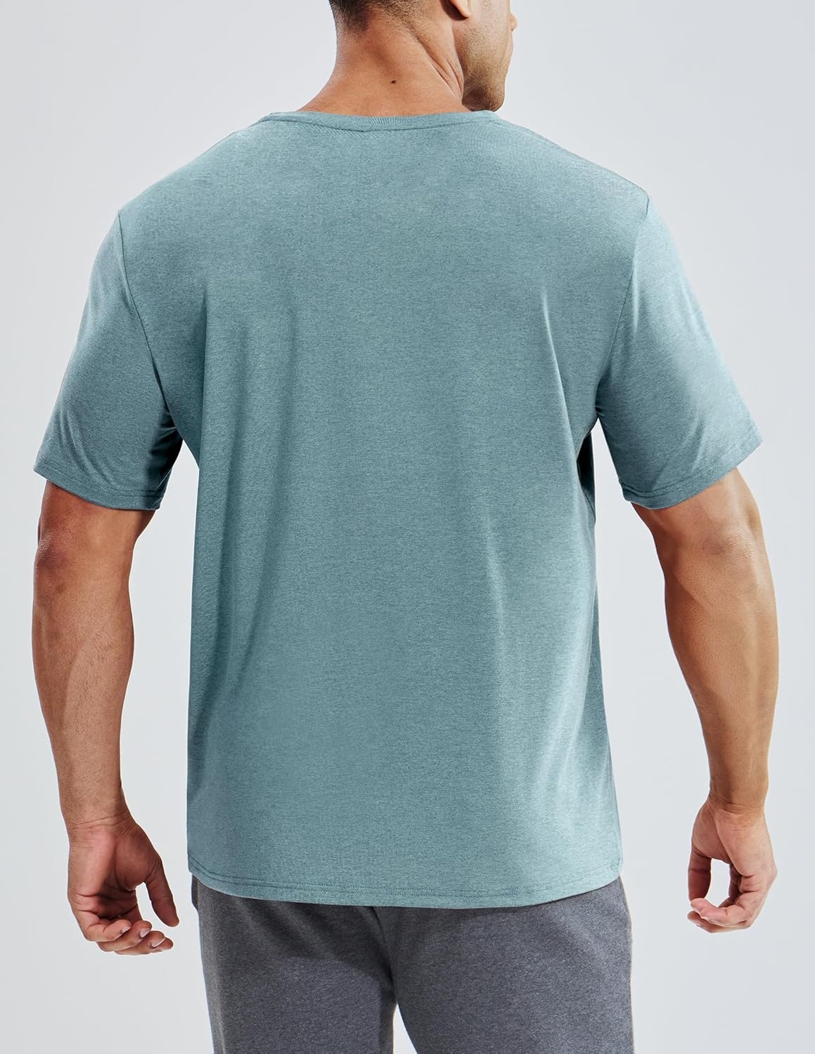 image:imageMIER Mens Dry Fit V Neck TShirts Workout Soft Short Sleeve Moisture Wicking Running Athletic Gym Casual Tee TopsHeather Haze Blue