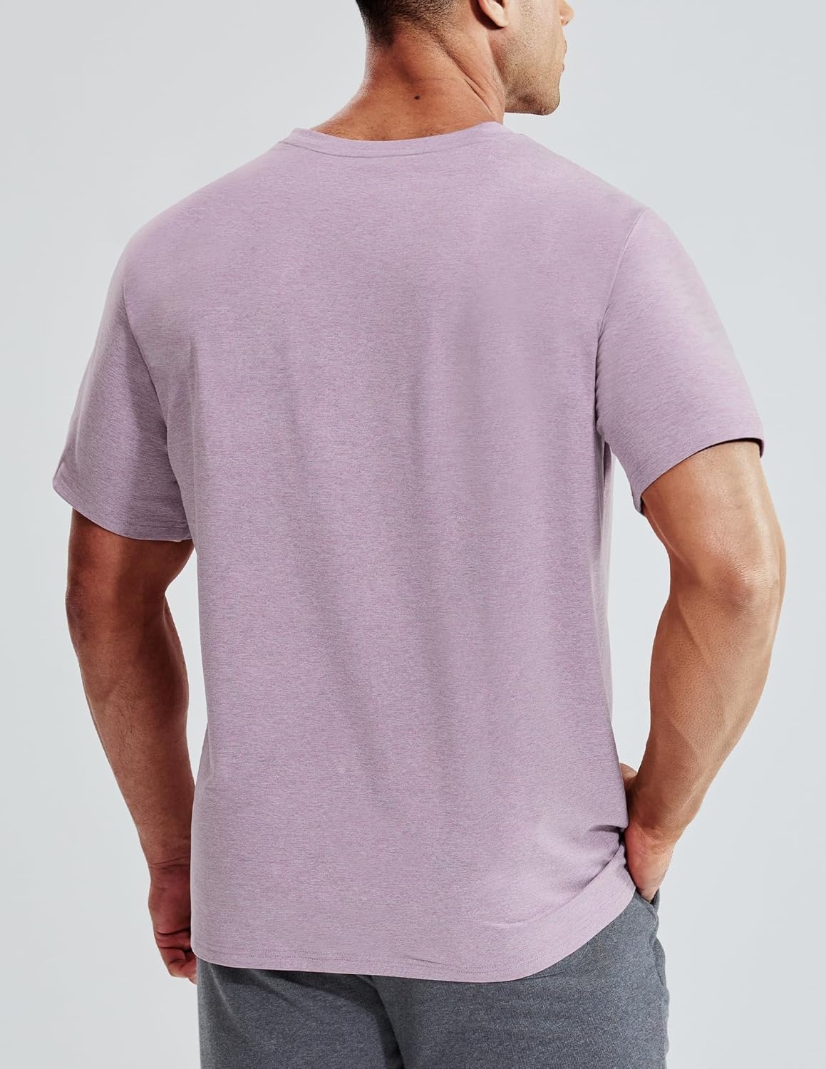 image:imageMIER Mens Dry Fit V Neck TShirts Workout Soft Short Sleeve Moisture Wicking Running Athletic Gym Casual Tee TopsHeather Lavender