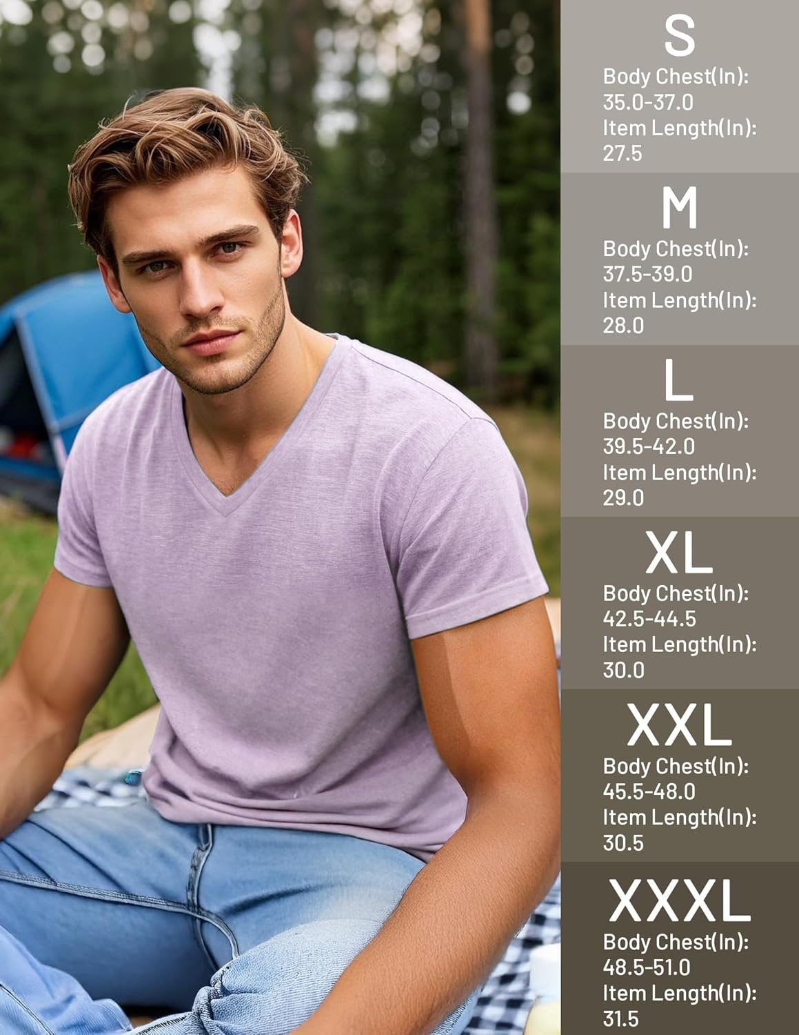 image:imageMIER Mens Dry Fit V Neck TShirts Workout Soft Short Sleeve Moisture Wicking Running Athletic Gym Casual Tee TopsHeather Lavender