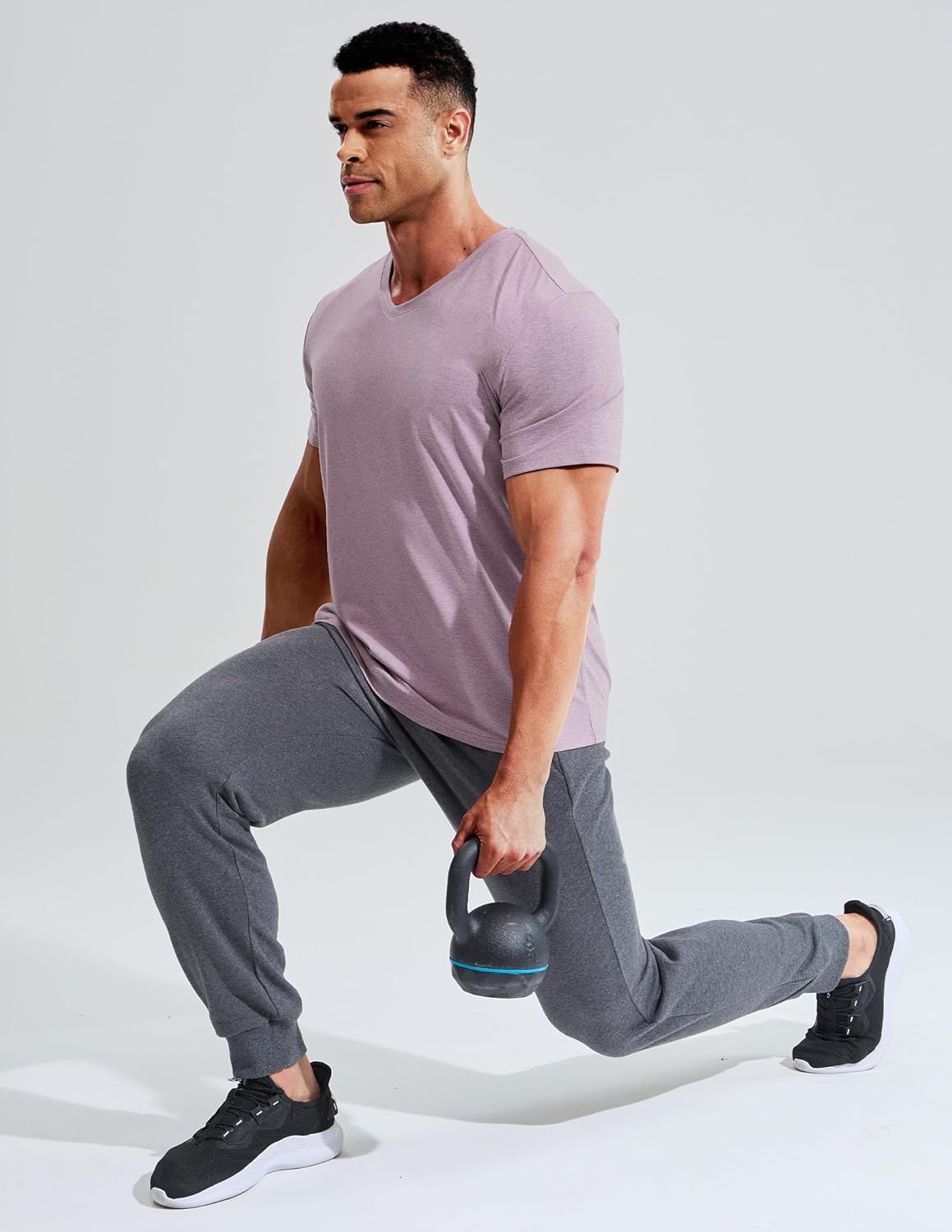 image:imageMIER Mens Dry Fit V Neck TShirts Workout Soft Short Sleeve Moisture Wicking Running Athletic Gym Casual Tee TopsHeather Lavender