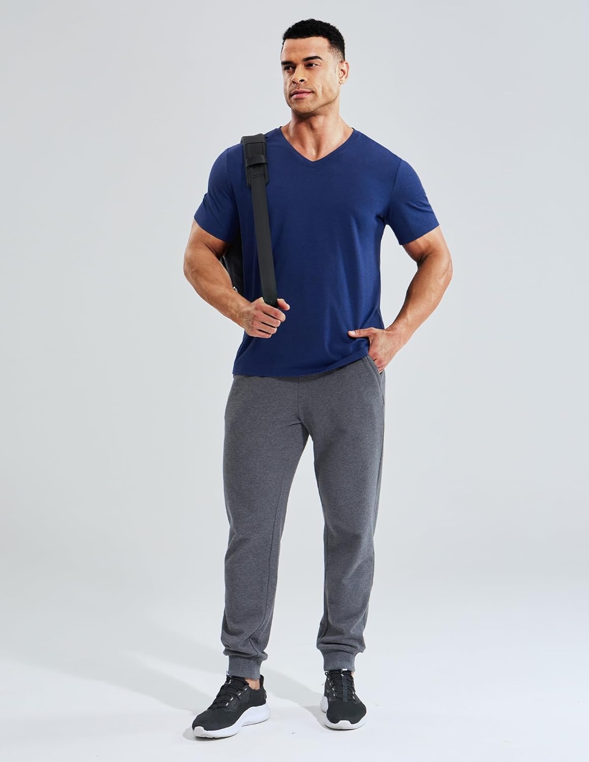 image:imageMIER Mens Dry Fit V Neck TShirts Workout Soft Short Sleeve Moisture Wicking Running Athletic Gym Casual Tee TopsHeather Navy