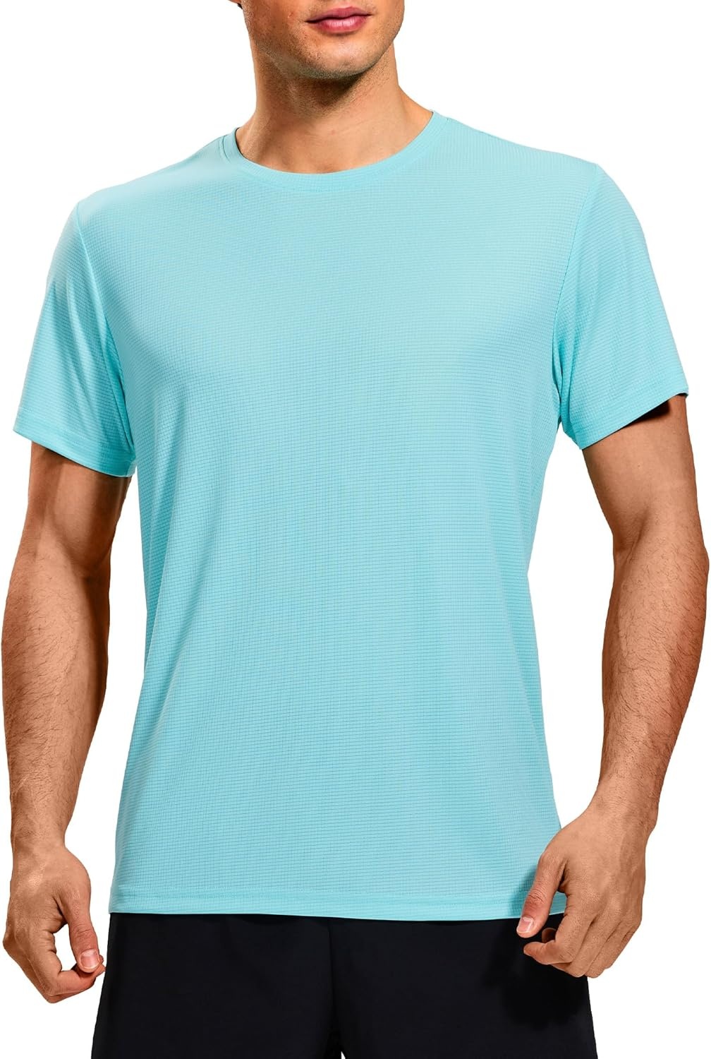 image:imageMIER Mens Dry Fit Workout TShirts Athletic Running Tshirt Short Sleeve Lightweight Airy Gym Sport Tee Shirt Crew NeckAqua
