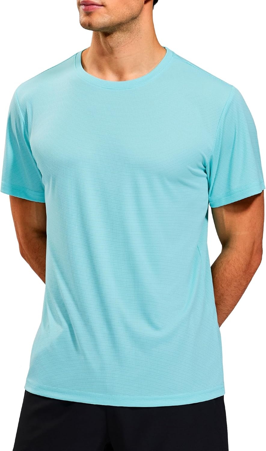 image:imageMIER Mens Dry Fit Workout TShirts Athletic Running Tshirt Short Sleeve Lightweight Airy Gym Sport Tee Shirt Crew NeckAqua