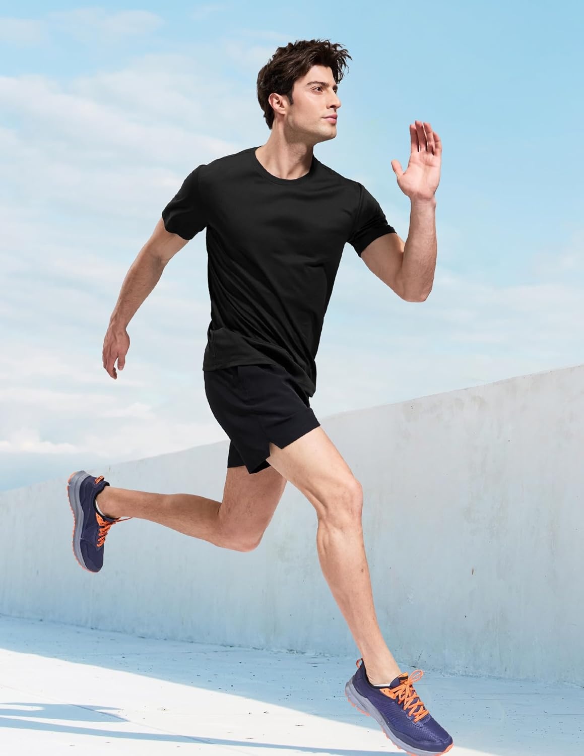 image:imageMIER Mens Dry Fit Workout TShirts Athletic Running Tshirt Short Sleeve Lightweight Airy Gym Sport Tee Shirt Crew NeckBlack