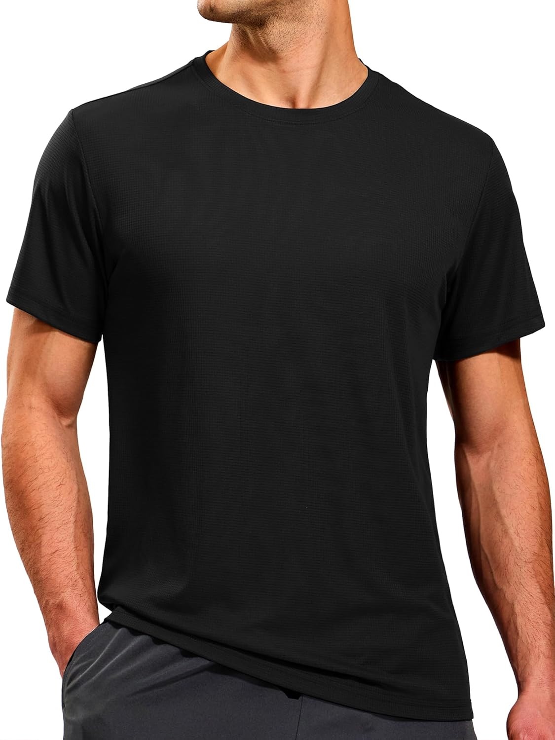 image:imageMIER Mens Dry Fit Workout TShirts Athletic Running Tshirt Short Sleeve Lightweight Airy Gym Sport Tee Shirt Crew NeckBlack