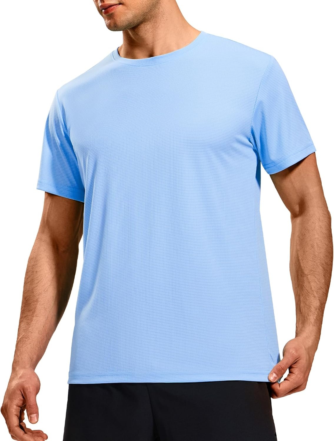 image:imageMIER Mens Dry Fit Workout TShirts Athletic Running Tshirt Short Sleeve Lightweight Airy Gym Sport Tee Shirt Crew NeckLight Blue