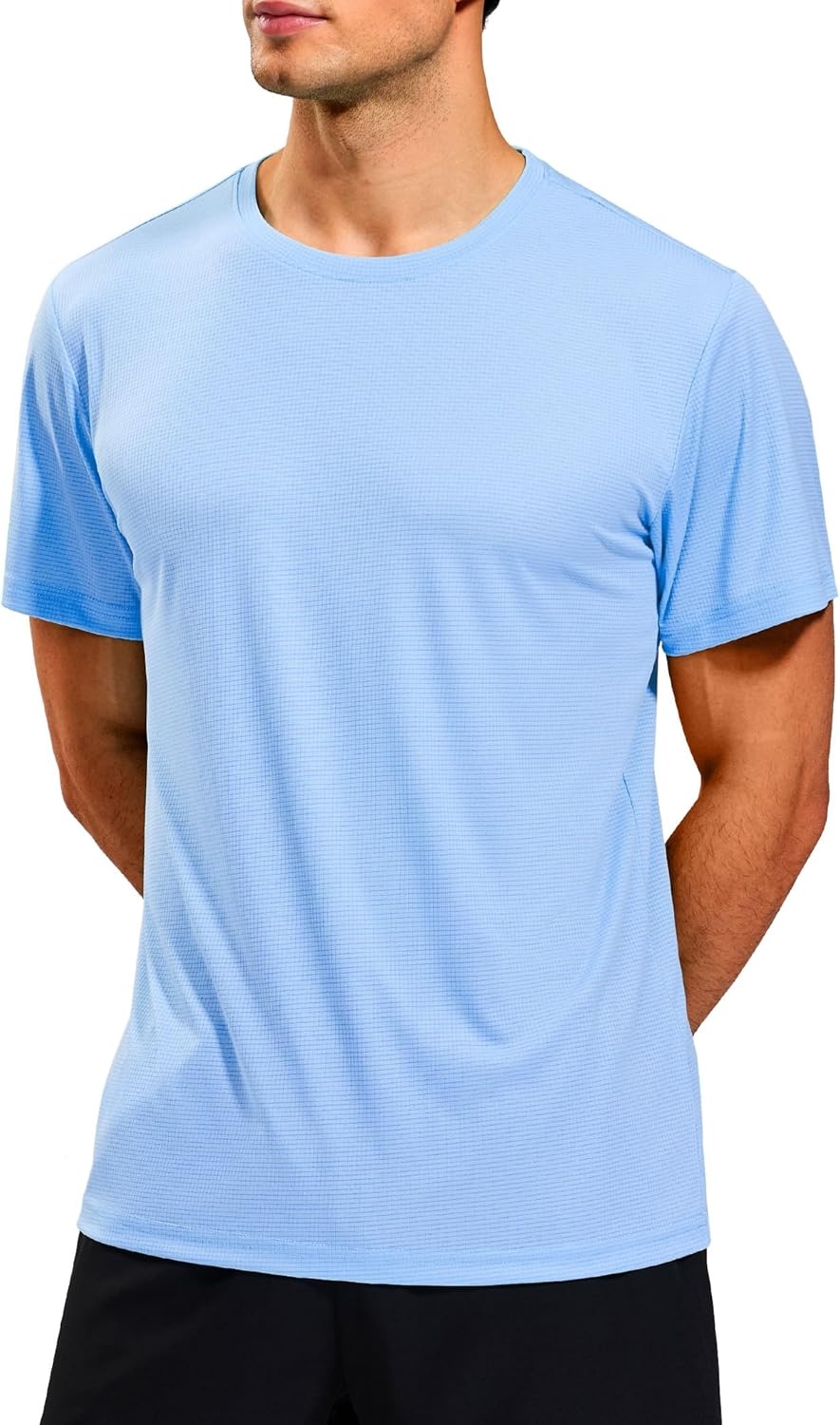 image:imageMIER Mens Dry Fit Workout TShirts Athletic Running Tshirt Short Sleeve Lightweight Airy Gym Sport Tee Shirt Crew NeckLight Blue