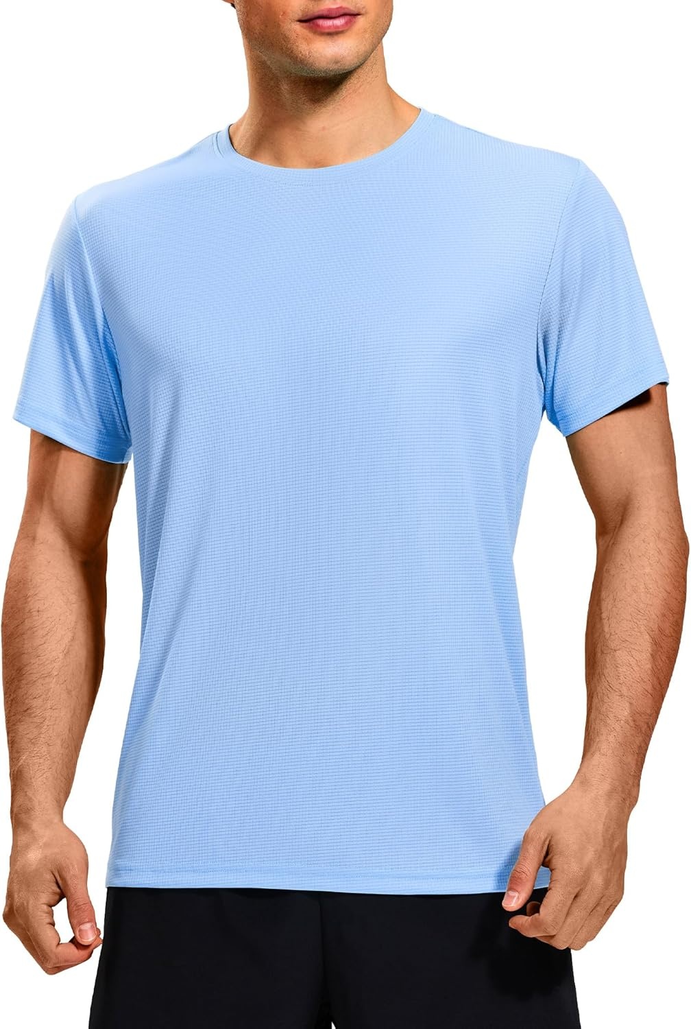 image:imageMIER Mens Dry Fit Workout TShirts Athletic Running Tshirt Short Sleeve Lightweight Airy Gym Sport Tee Shirt Crew NeckLight Blue