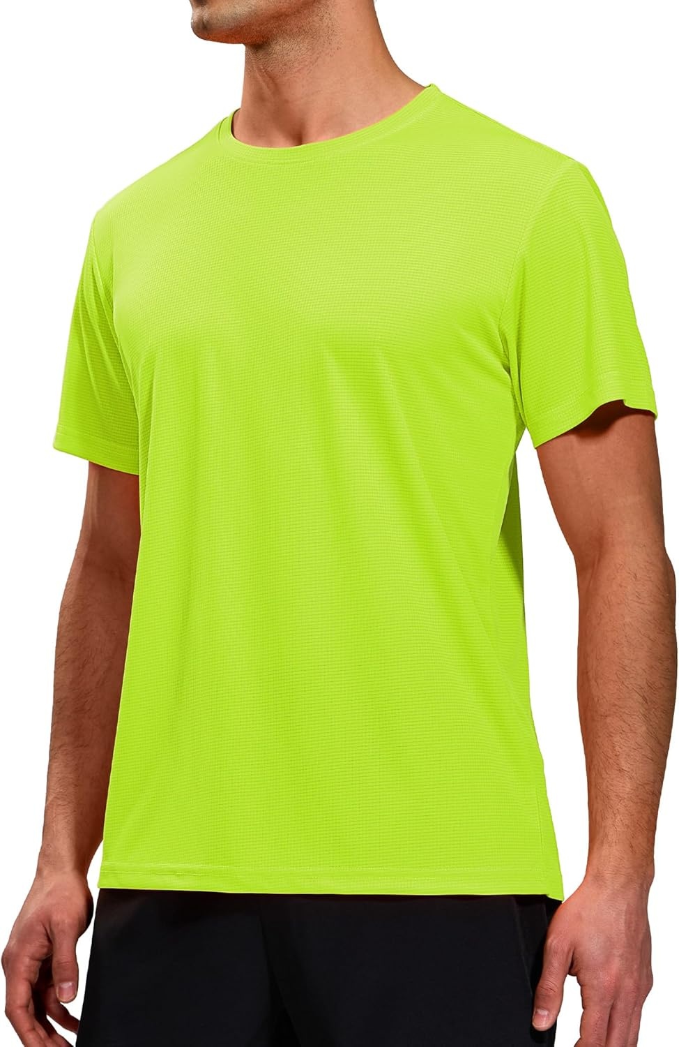 image:imageMIER Mens Dry Fit Workout TShirts Athletic Running Tshirt Short Sleeve Lightweight Airy Gym Sport Tee Shirt Crew NeckNeon Yellow