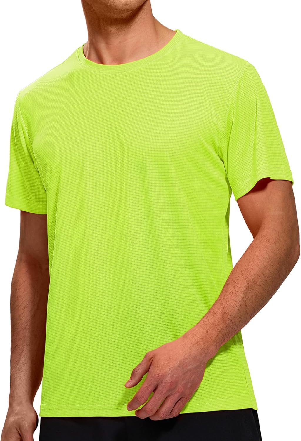 image:imageMIER Mens Dry Fit Workout TShirts Athletic Running Tshirt Short Sleeve Lightweight Airy Gym Sport Tee Shirt Crew NeckNeon Yellow