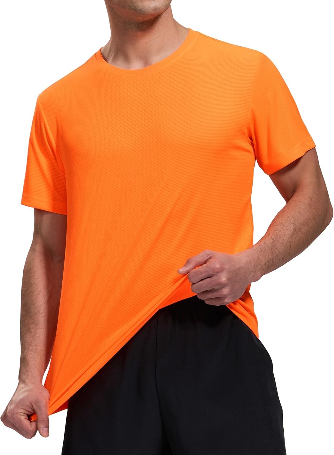 image:imageMIER Mens Dry Fit Workout TShirts Athletic Running Tshirt Short Sleeve Lightweight Airy Gym Sport Tee Shirt Crew NeckOrange