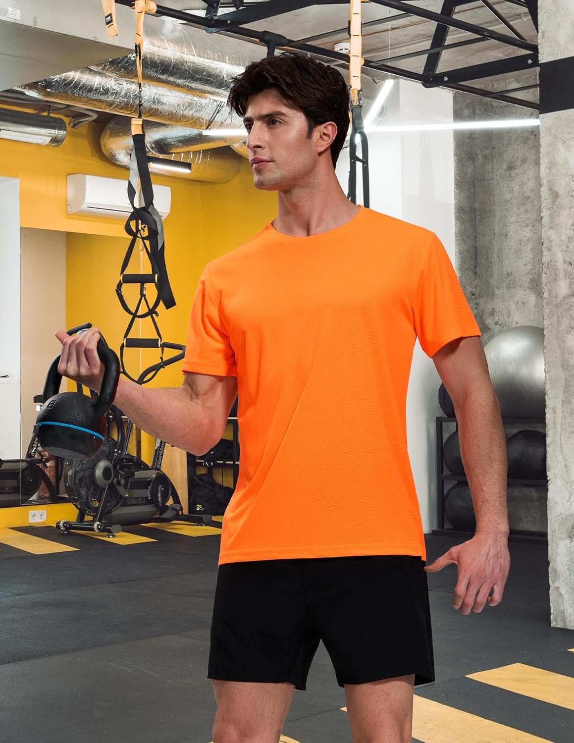 image:imageMIER Mens Dry Fit Workout TShirts Athletic Running Tshirt Short Sleeve Lightweight Airy Gym Sport Tee Shirt Crew NeckOrange