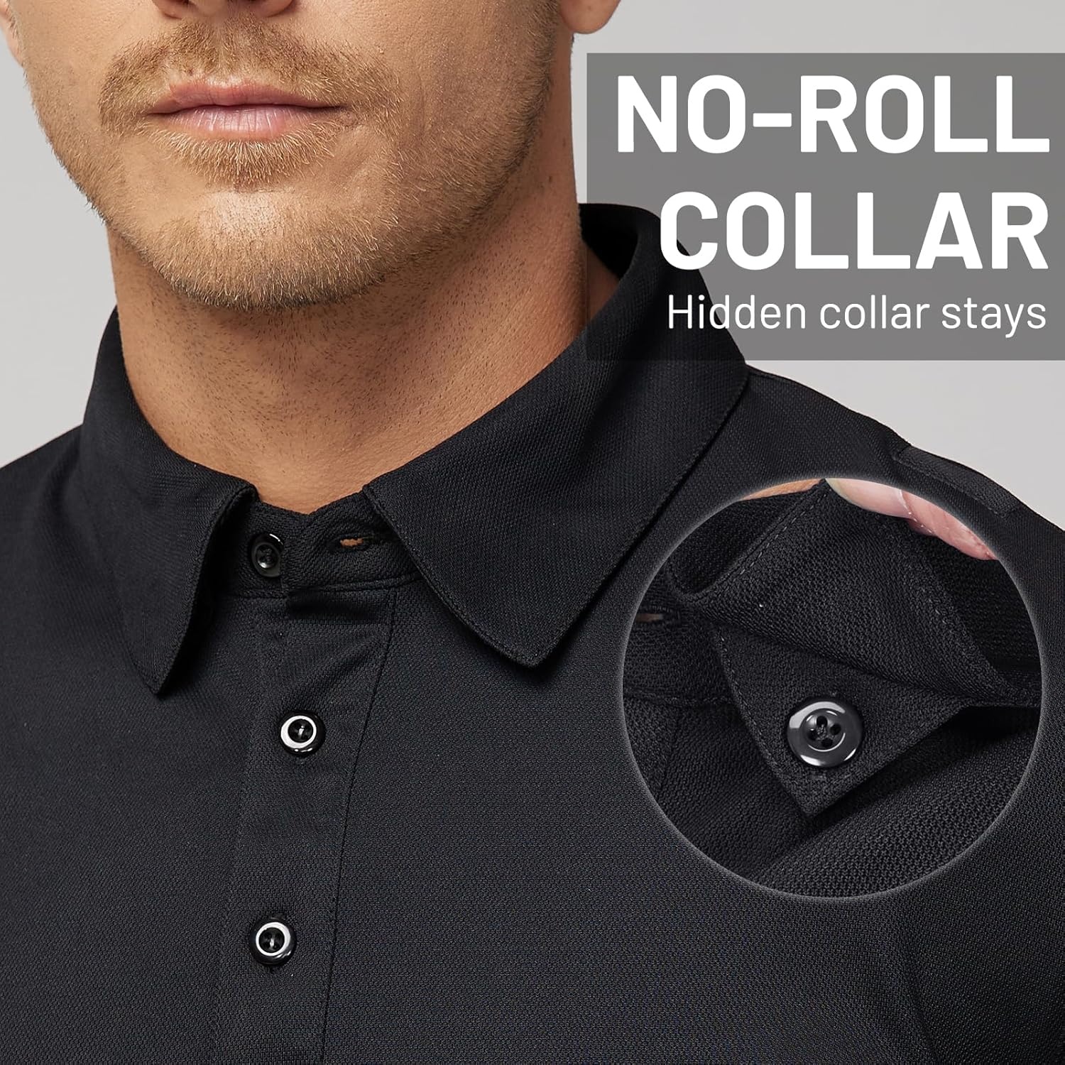 image:imageMIER Mens Outdoor Performance Tactical Polo Shirts Short and Long Sleeve MoistureWickingBlack01 Short Sleeve