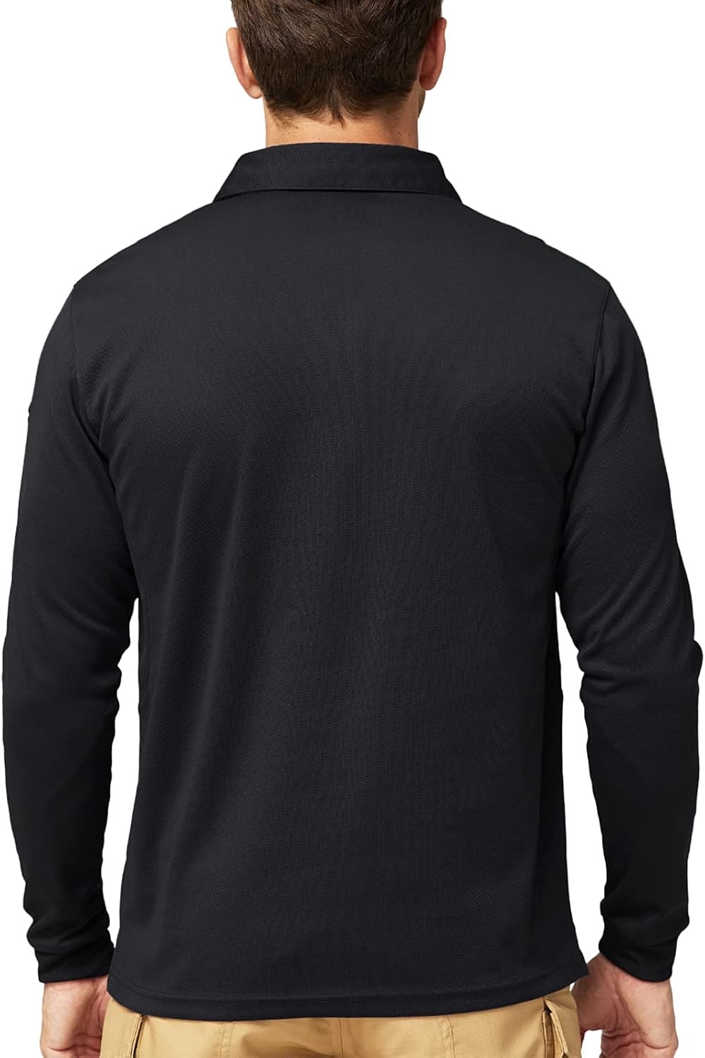 image:imageMIER Mens Outdoor Performance Tactical Polo Shirts Short and Long Sleeve MoistureWickingBlack02 Long Sleeve