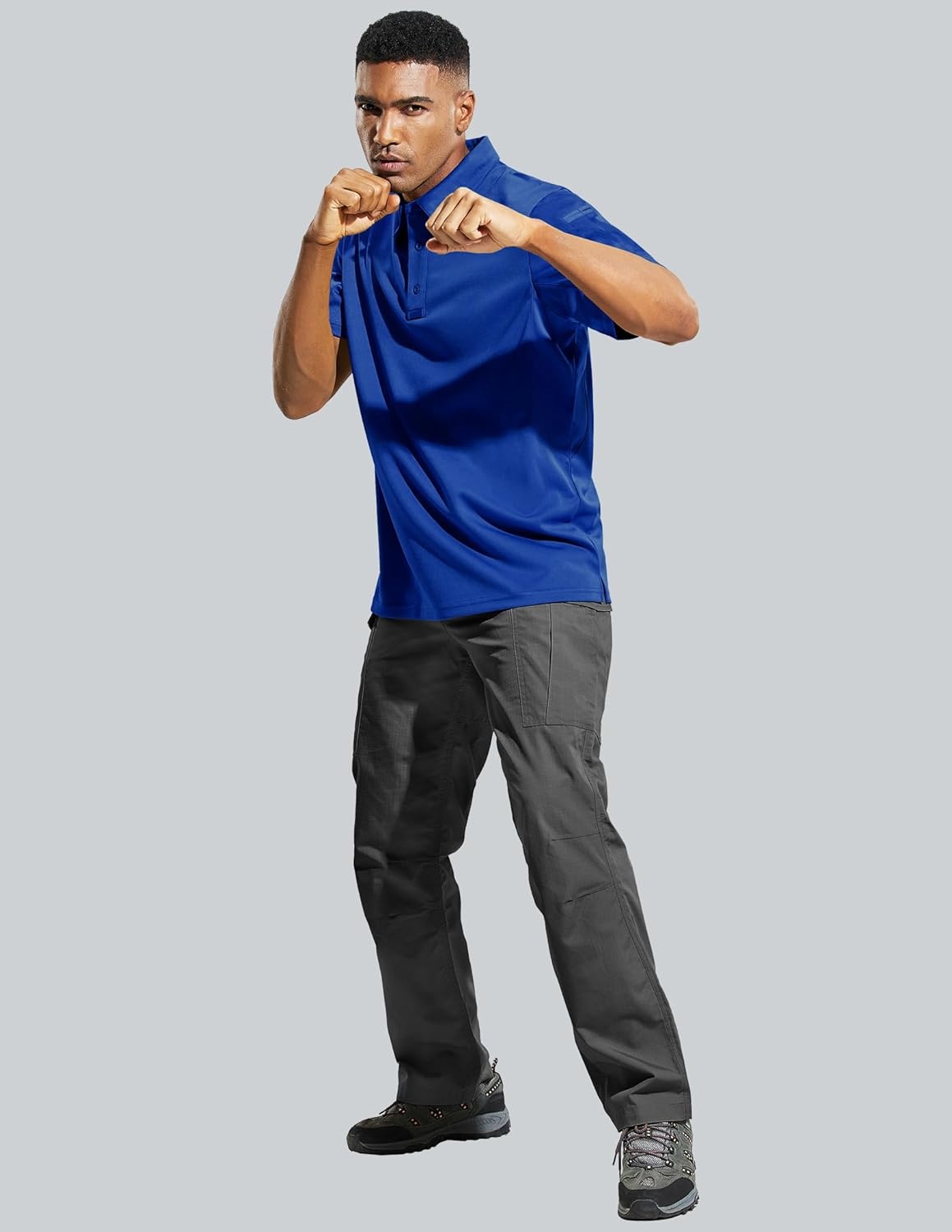 image:imageMIER Mens Outdoor Performance Tactical Polo Shirts Short and Long Sleeve MoistureWickingClassic Blue01 Short Sleeve