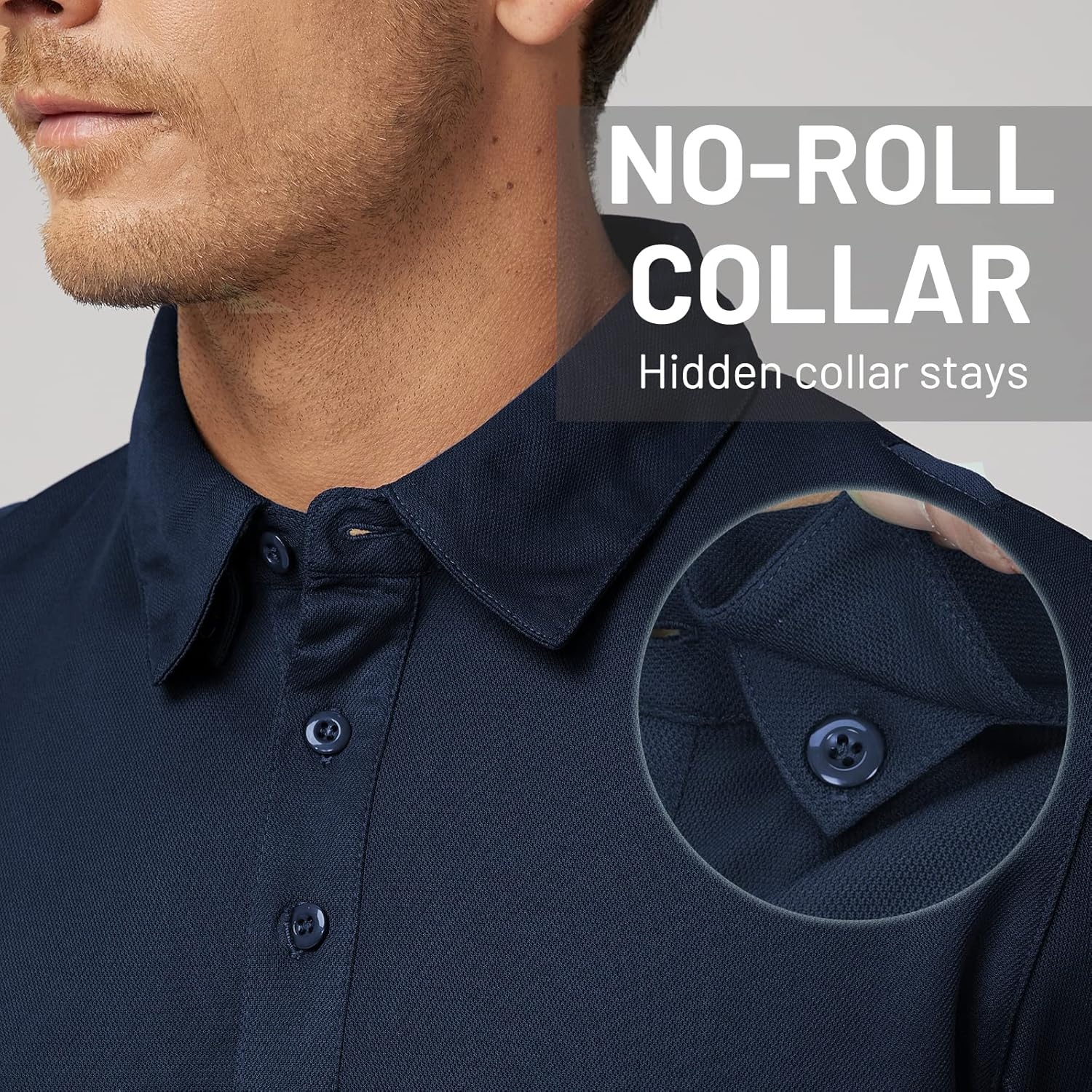 image:imageMIER Mens Outdoor Performance Tactical Polo Shirts Short and Long Sleeve MoistureWickingDark Blue01 Short Sleeve