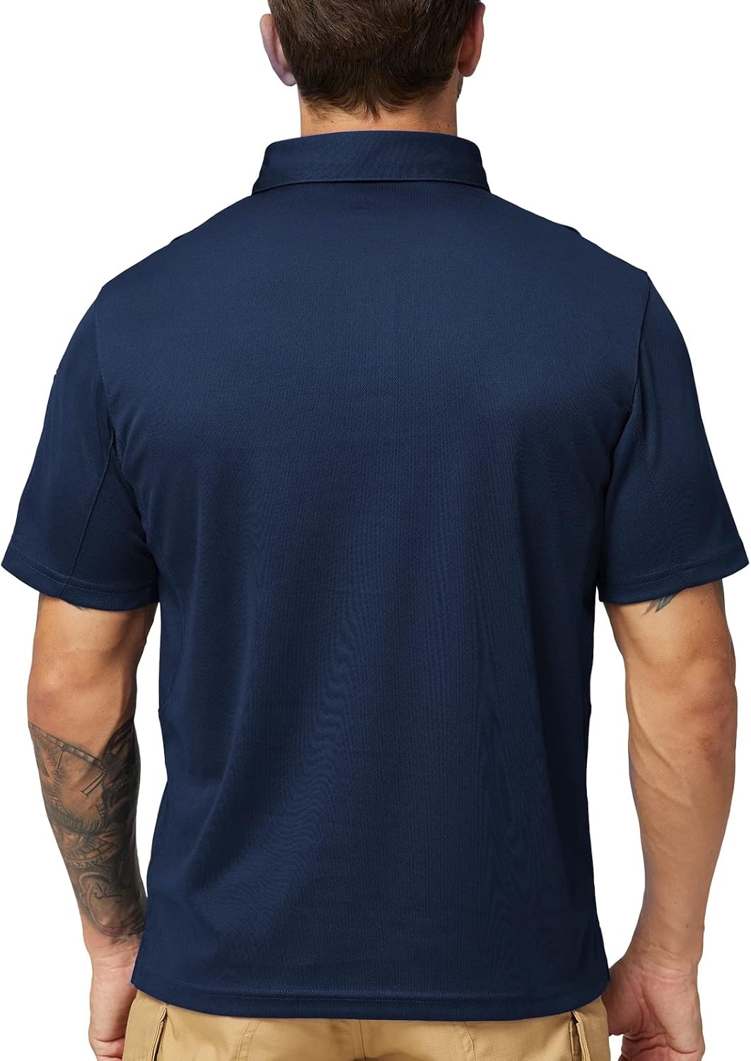 image:imageMIER Mens Outdoor Performance Tactical Polo Shirts Short and Long Sleeve MoistureWickingDark Blue01 Short Sleeve