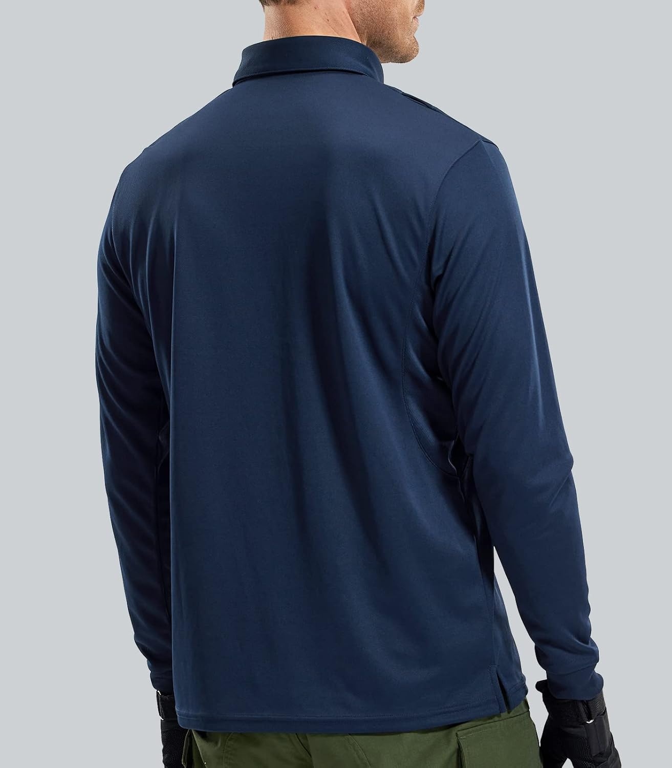 image:imageMIER Mens Outdoor Performance Tactical Polo Shirts Short and Long Sleeve MoistureWickingDark Blue02 Long Sleeve