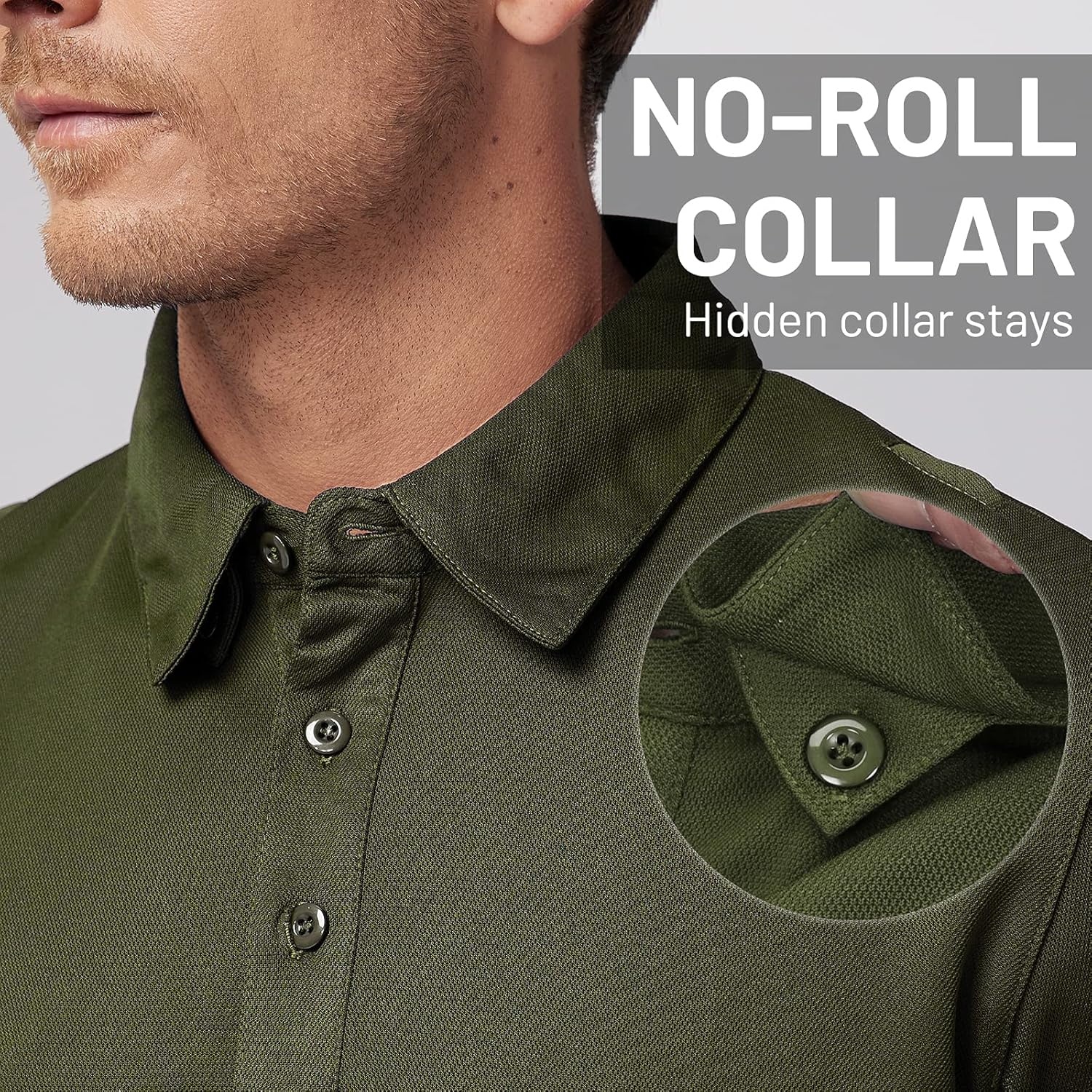 image:imageMIER Mens Outdoor Performance Tactical Polo Shirts Short and Long Sleeve MoistureWickingGreen01 Short Sleeve