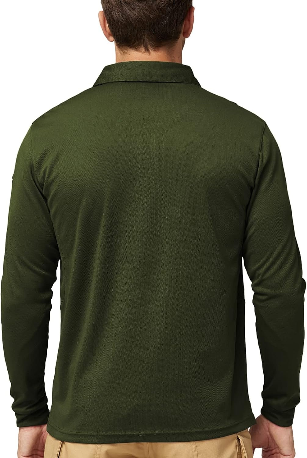 image:imageMIER Mens Outdoor Performance Tactical Polo Shirts Short and Long Sleeve MoistureWickingGreen02 Long Sleeve