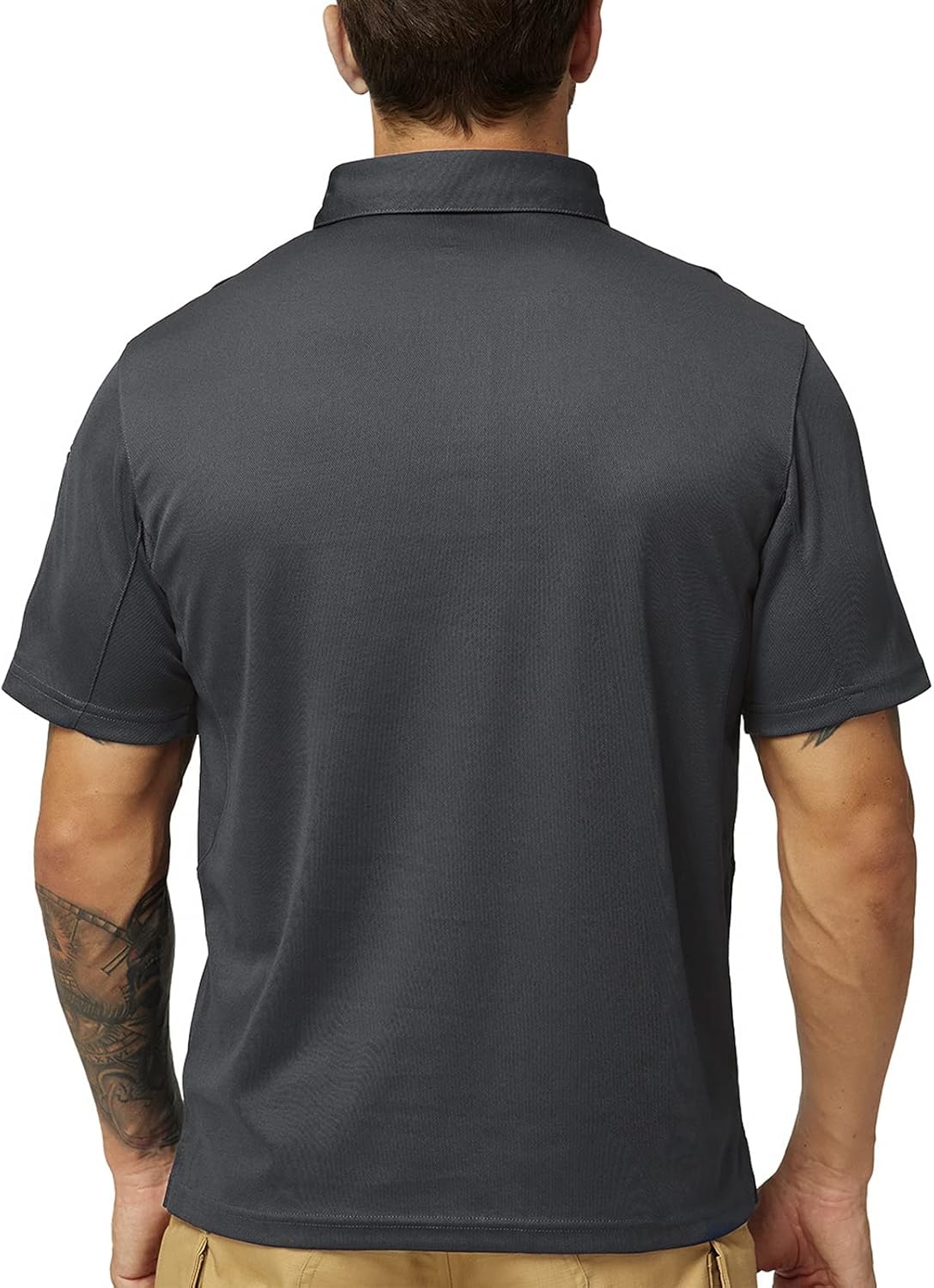 image:imageMIER Mens Outdoor Performance Tactical Polo Shirts Short and Long Sleeve MoistureWickingGrey01 Short Sleeve