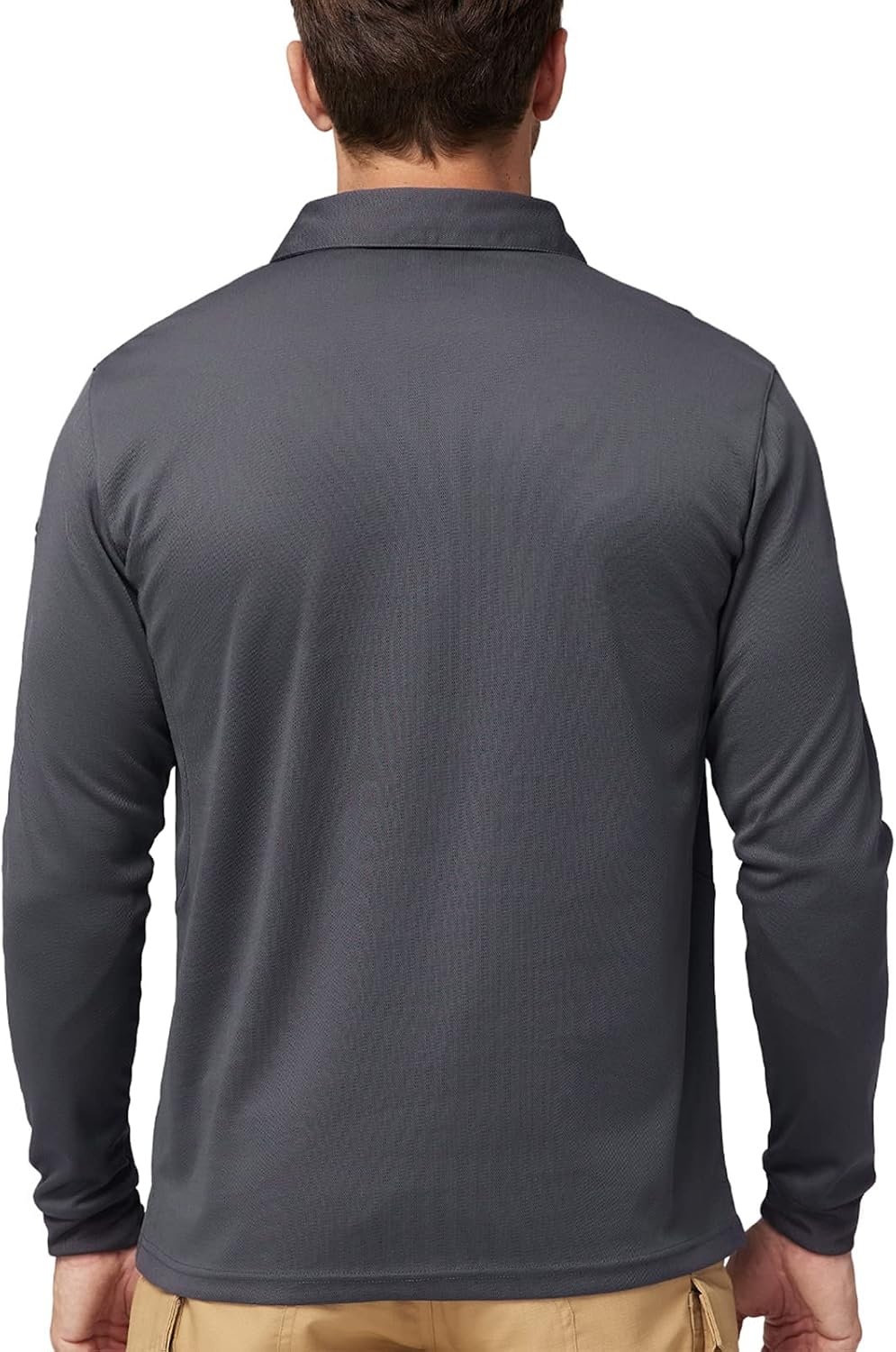 image:imageMIER Mens Outdoor Performance Tactical Polo Shirts Short and Long Sleeve MoistureWickingGrey02 Long Sleeve