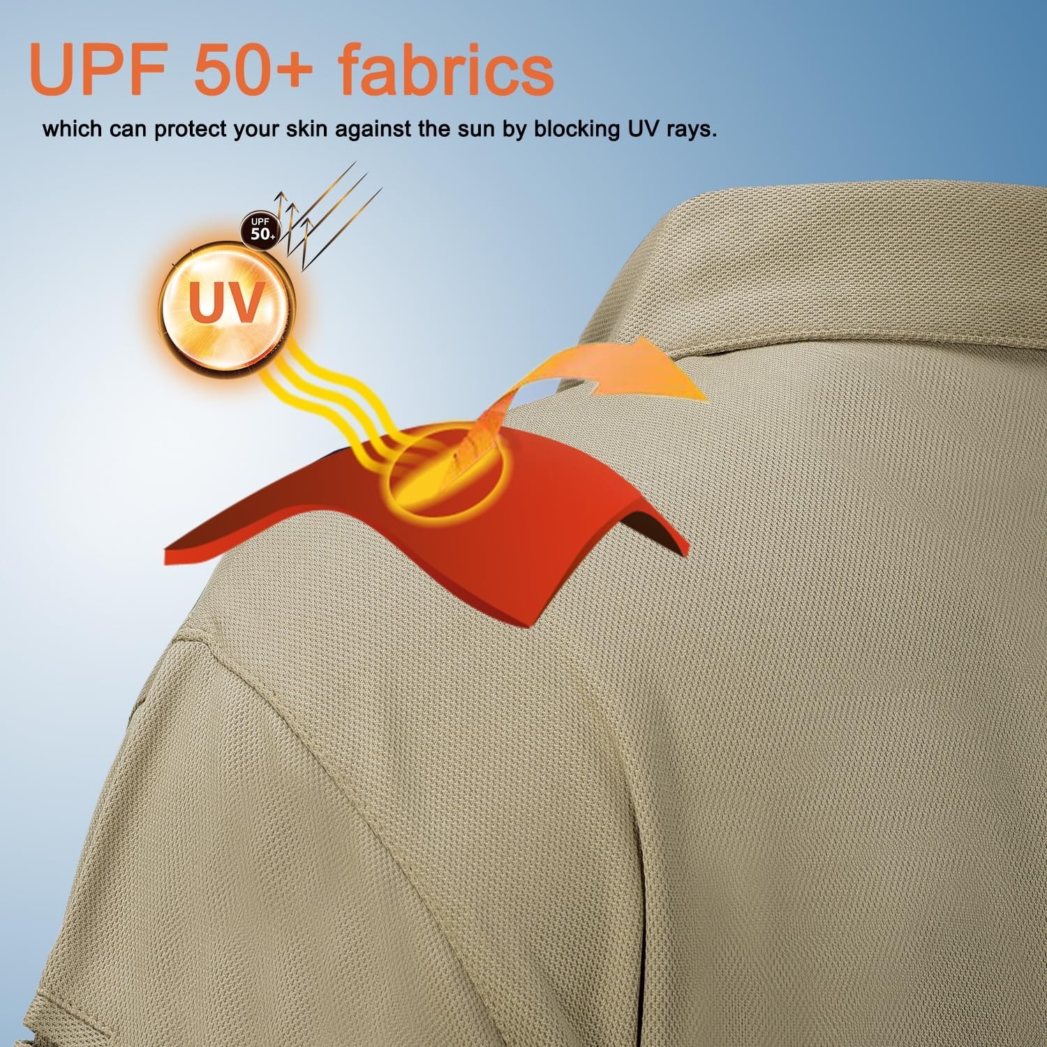 image:imageMIER Mens Outdoor Performance Tactical Polo Shirts Short and Long Sleeve MoistureWickingKhaki02 Long Sleeve