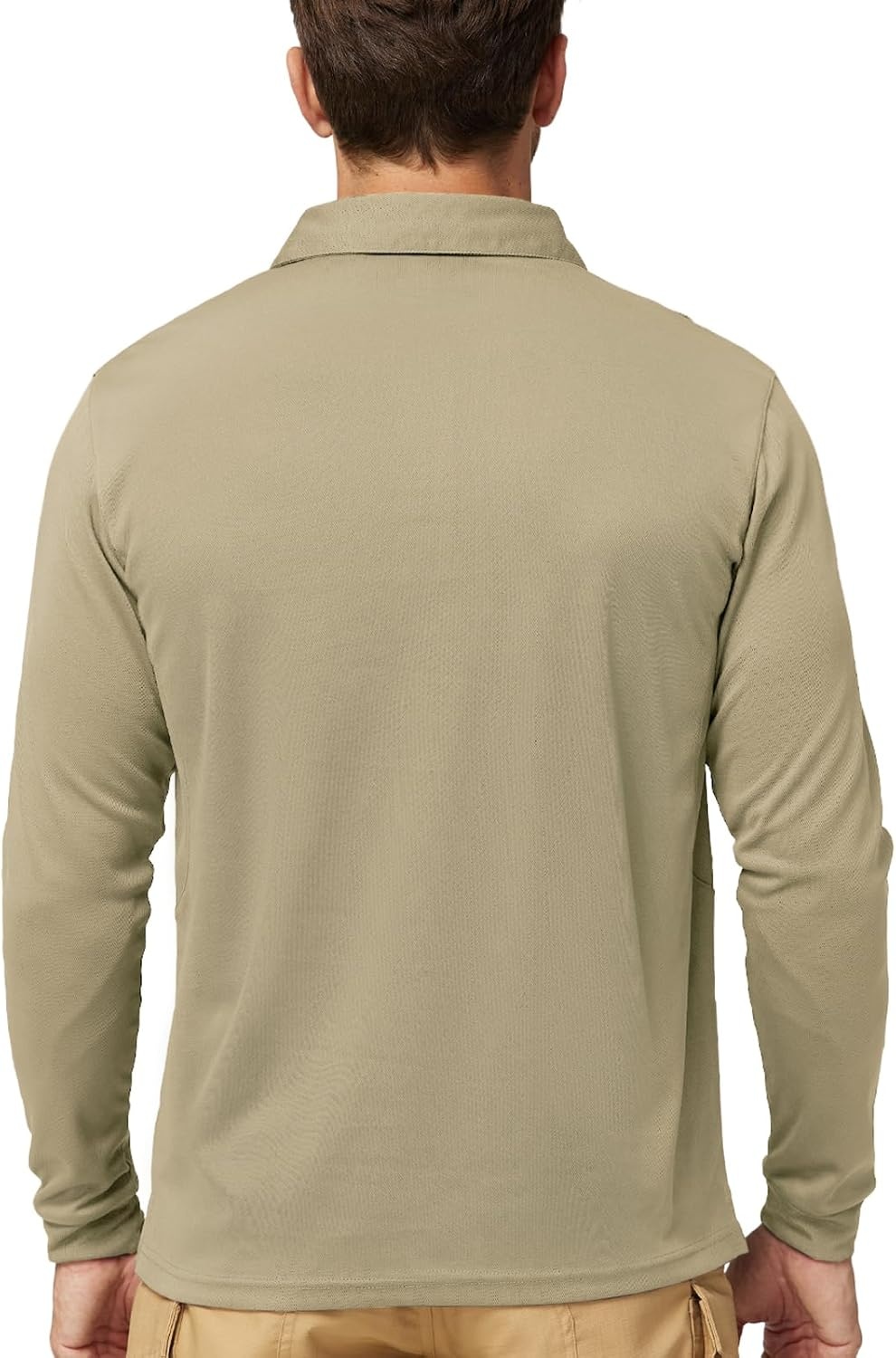 image:imageMIER Mens Outdoor Performance Tactical Polo Shirts Short and Long Sleeve MoistureWickingKhaki02 Long Sleeve