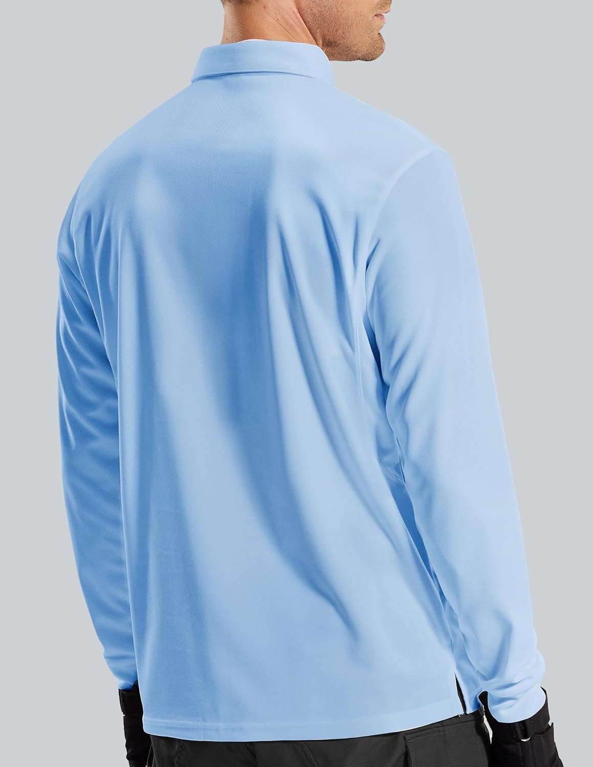 image:imageMIER Mens Outdoor Performance Tactical Polo Shirts Short and Long Sleeve MoistureWickingLight Blue02 Long Sleeve